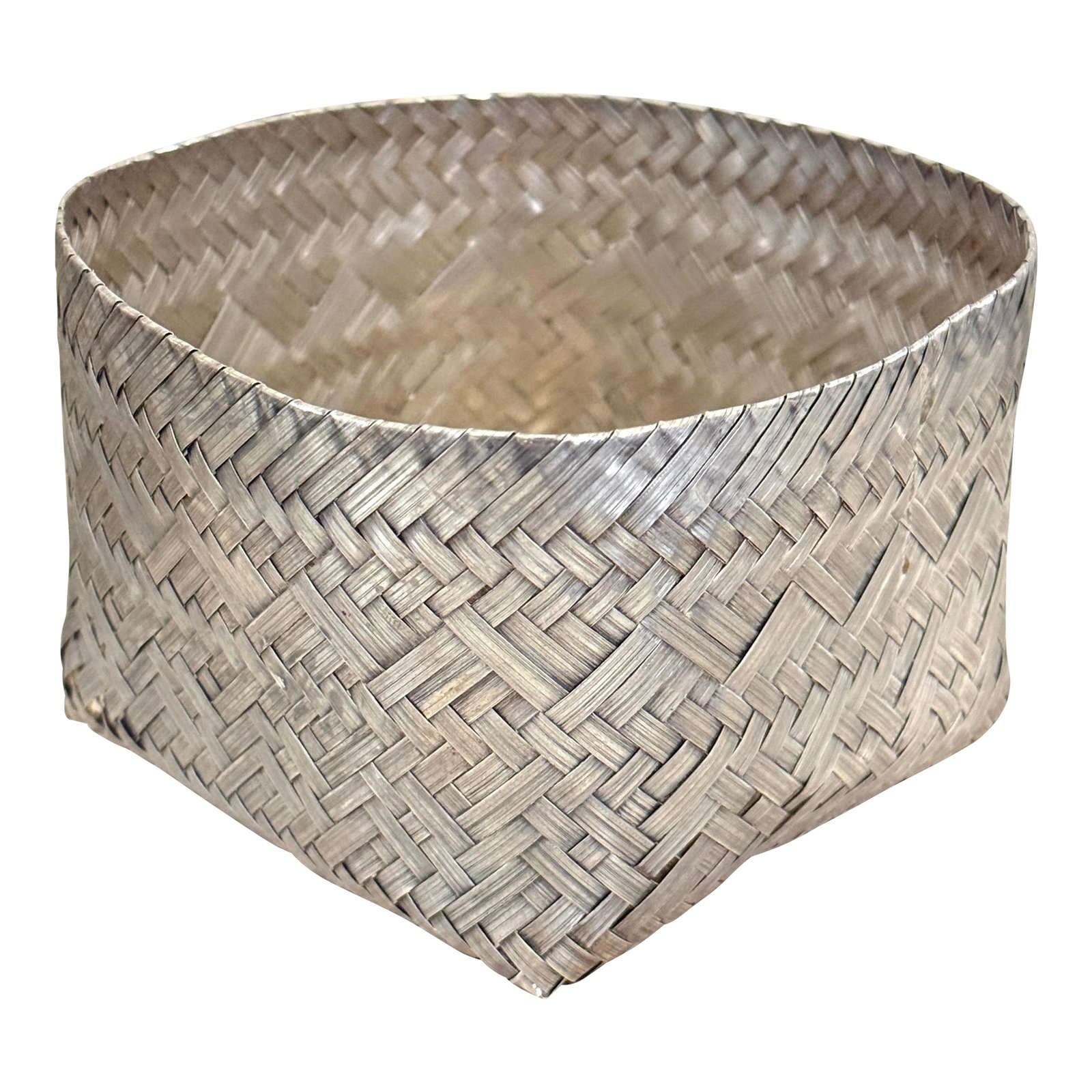 Tane for Tiffany & Co Sterling Basket: Sterling silver woven basket. Made by Tane in Mexico for Tiffany and Co. Hallmarked on bottom with all appropriate markings. Great for an orchid! Condition: Alterations: Original Condition Unaltered