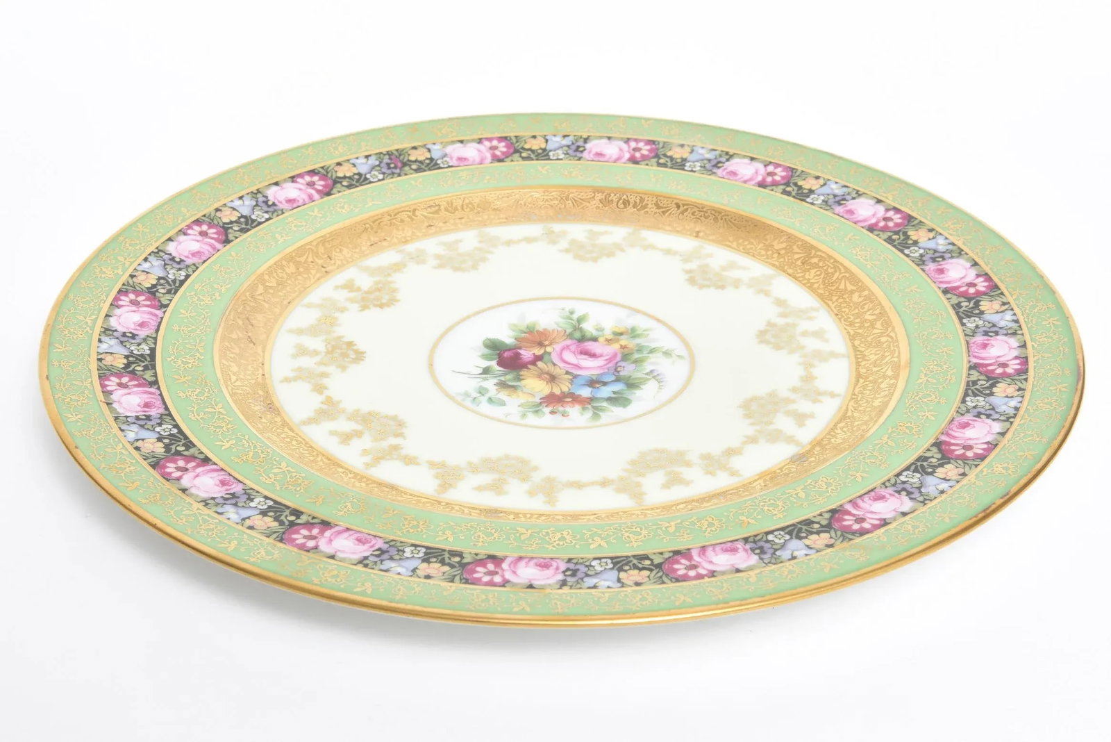 Heinrich & Co. Selb Floral Gold Encrusted Service Plates - Set of 11 - 11