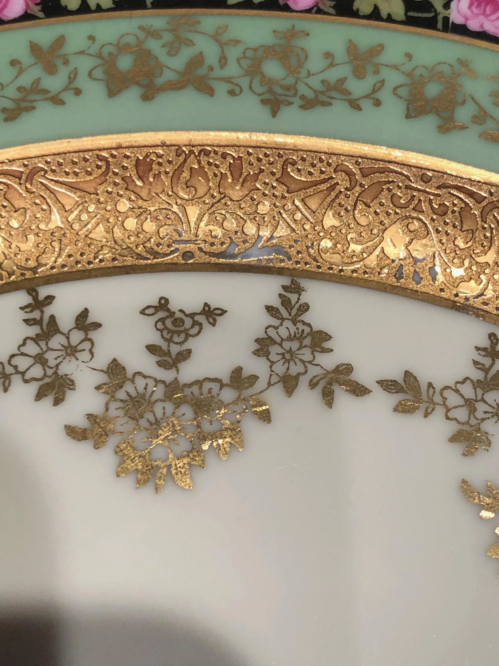 Heinrich & Co. Selb Floral Gold Encrusted Service Plates - Set of 11 - 12