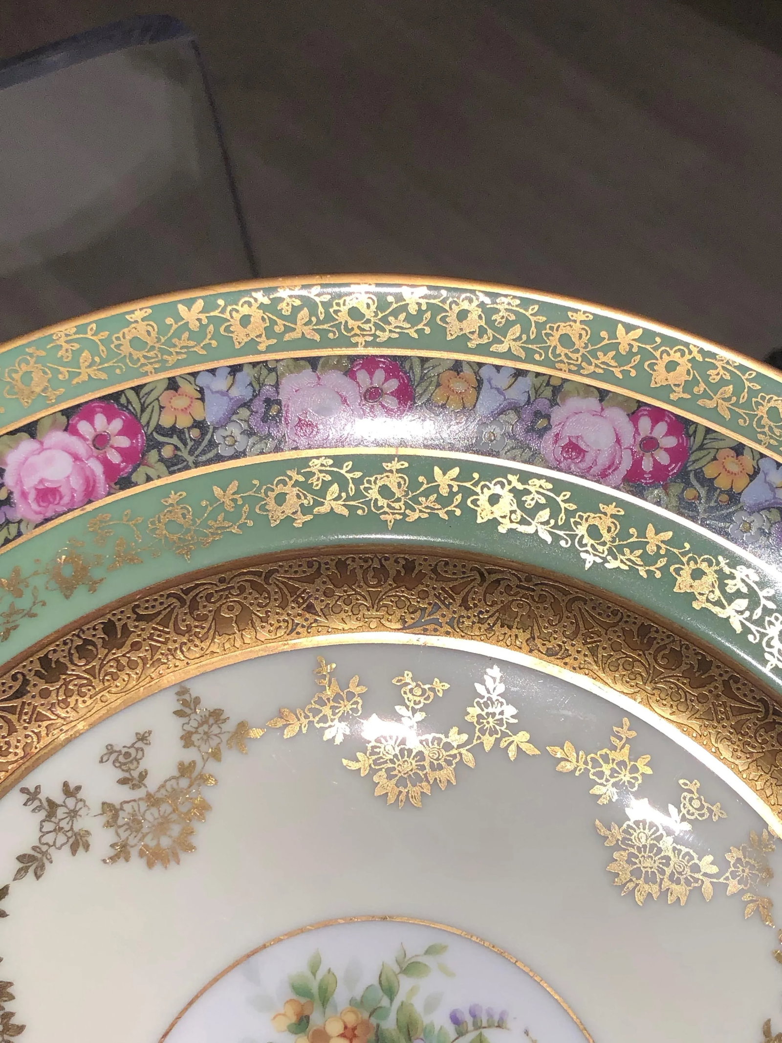 Heinrich & Co. Selb Floral Gold Encrusted Service Plates - Set of 11 - 4