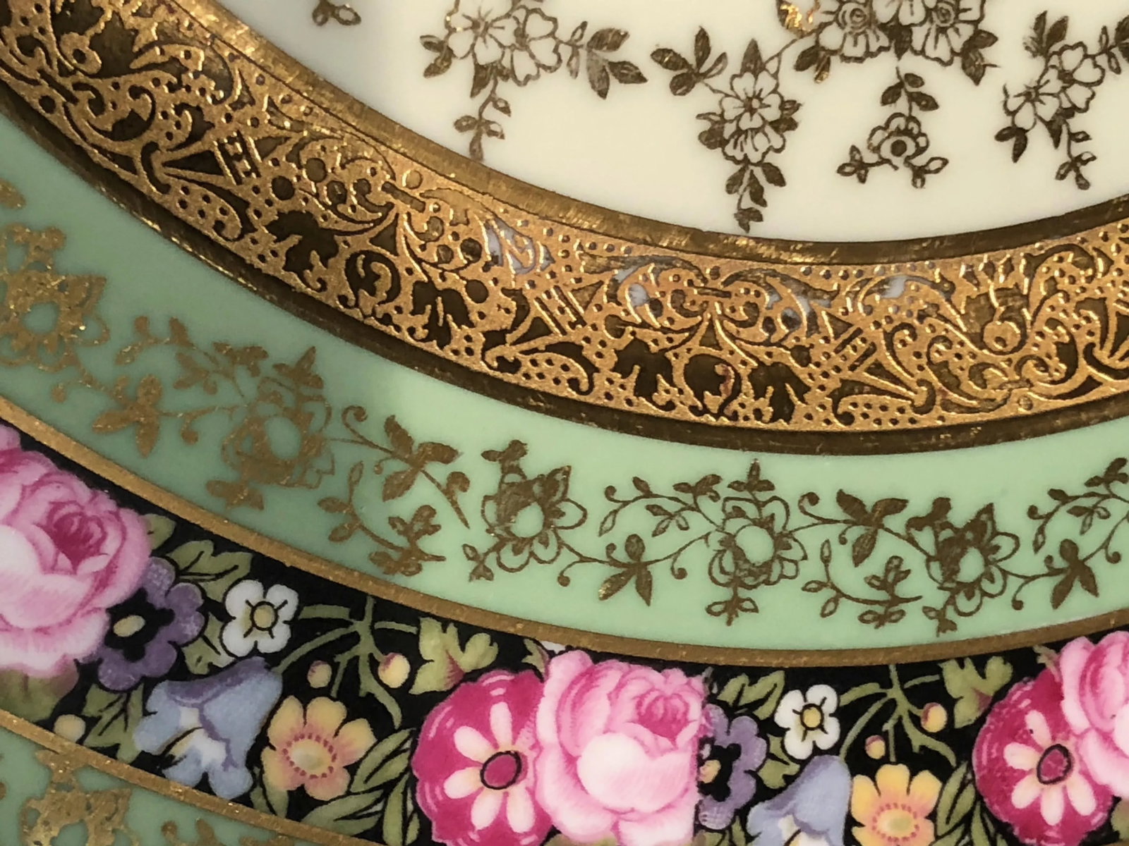 Heinrich & Co. Selb Floral Gold Encrusted Service Plates - Set of 11 - 6