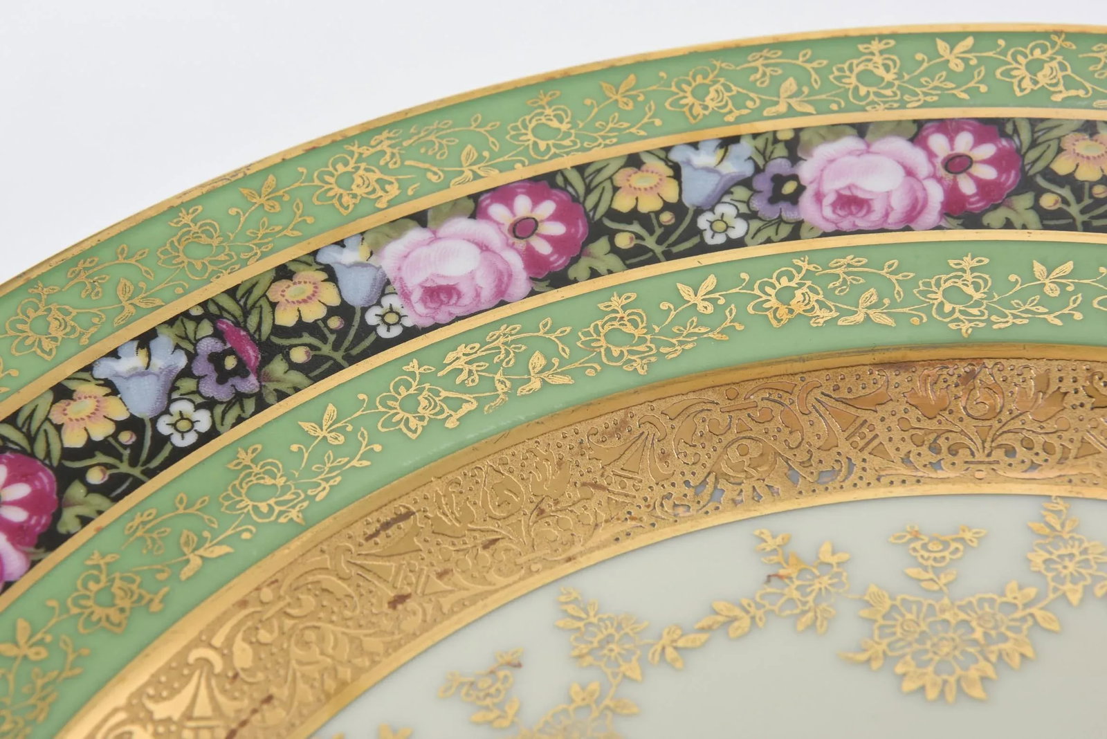 Heinrich & Co. Selb Floral Gold Encrusted Service Plates - Set of 11 - 8
