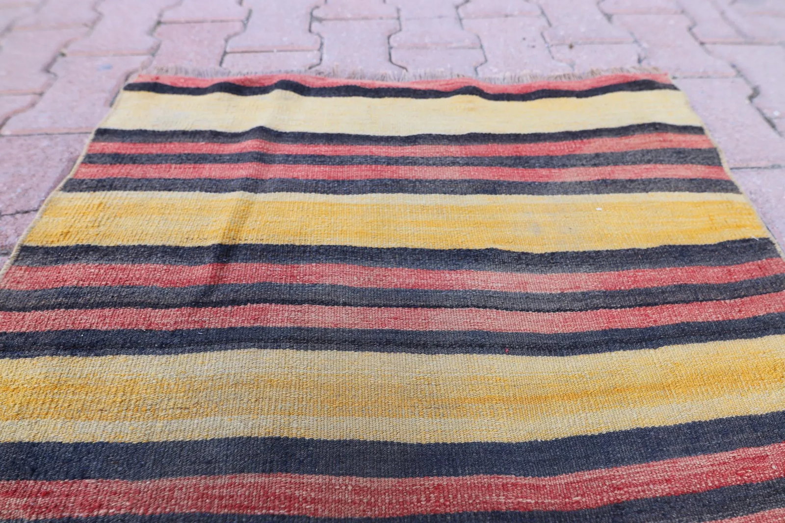 1960s Southwestern Striped Hand Knotted Nomadic Kilim Runner Rug - 11