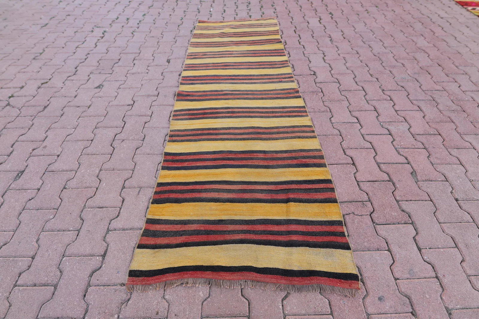 1960s Southwestern Striped Hand Knotted Nomadic Kilim Runner Rug - 13