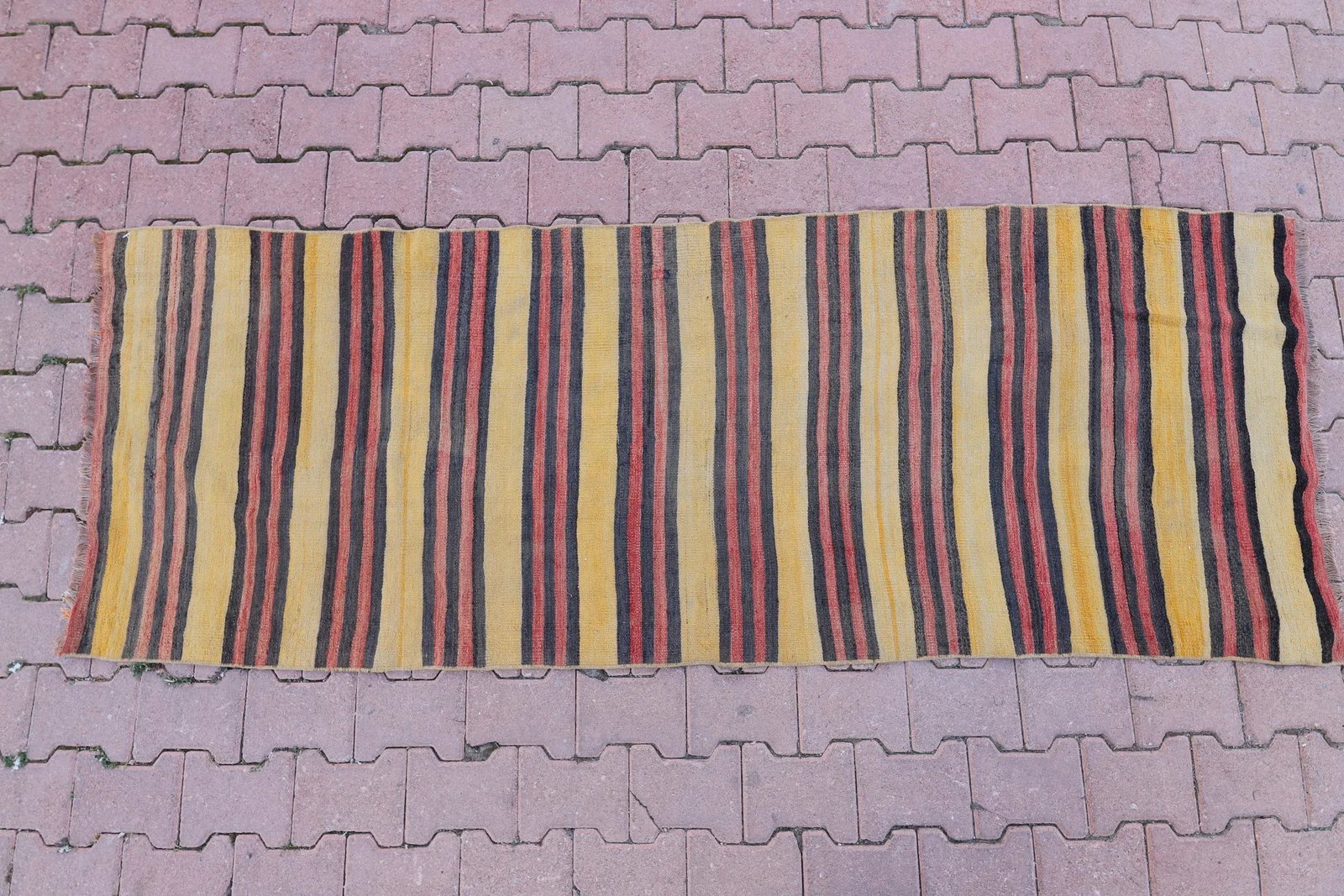 1960s Southwestern Striped Hand Knotted Nomadic Kilim Runner Rug - 4