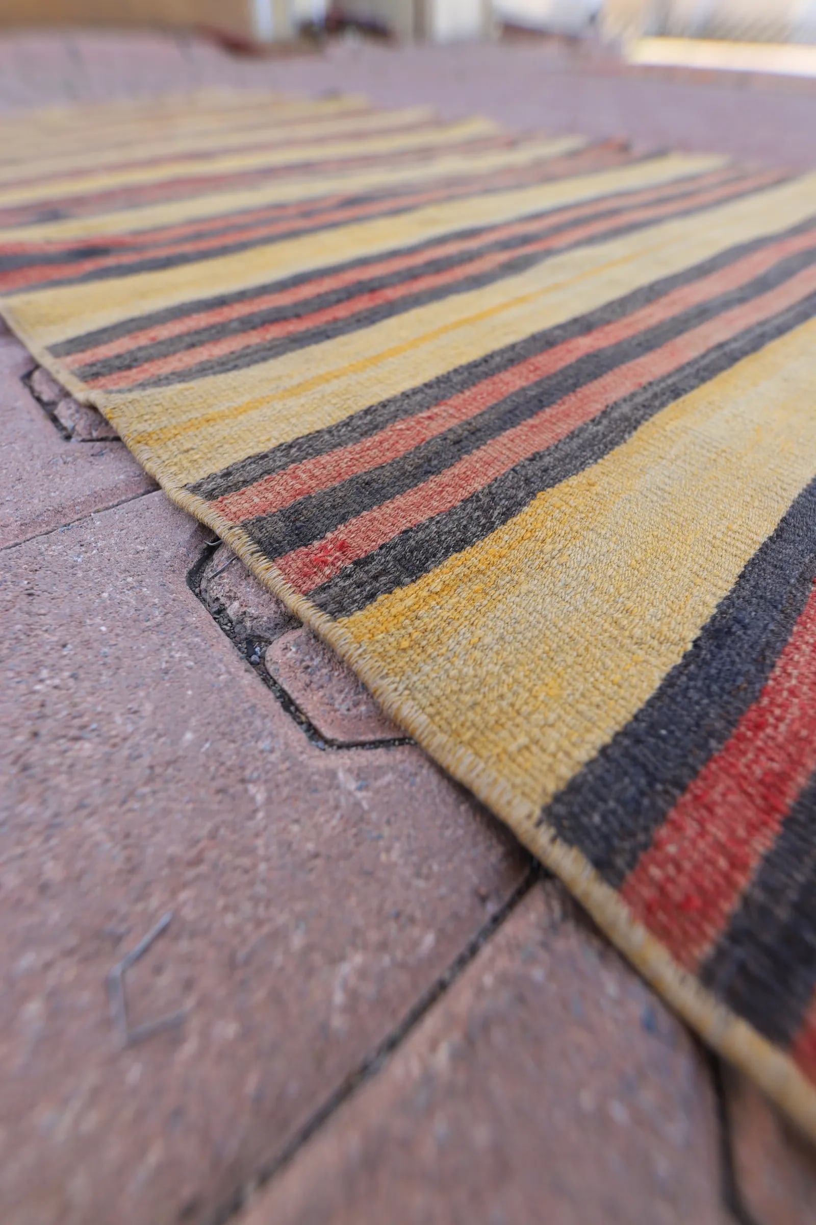 1960s Southwestern Striped Hand Knotted Nomadic Kilim Runner Rug - 5