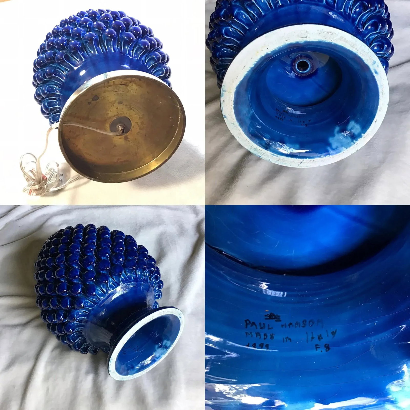 1950s Authentic Hand Signed Paul Hanson Italian Pine Cone Decorative Oversized Table Lamp - 9
