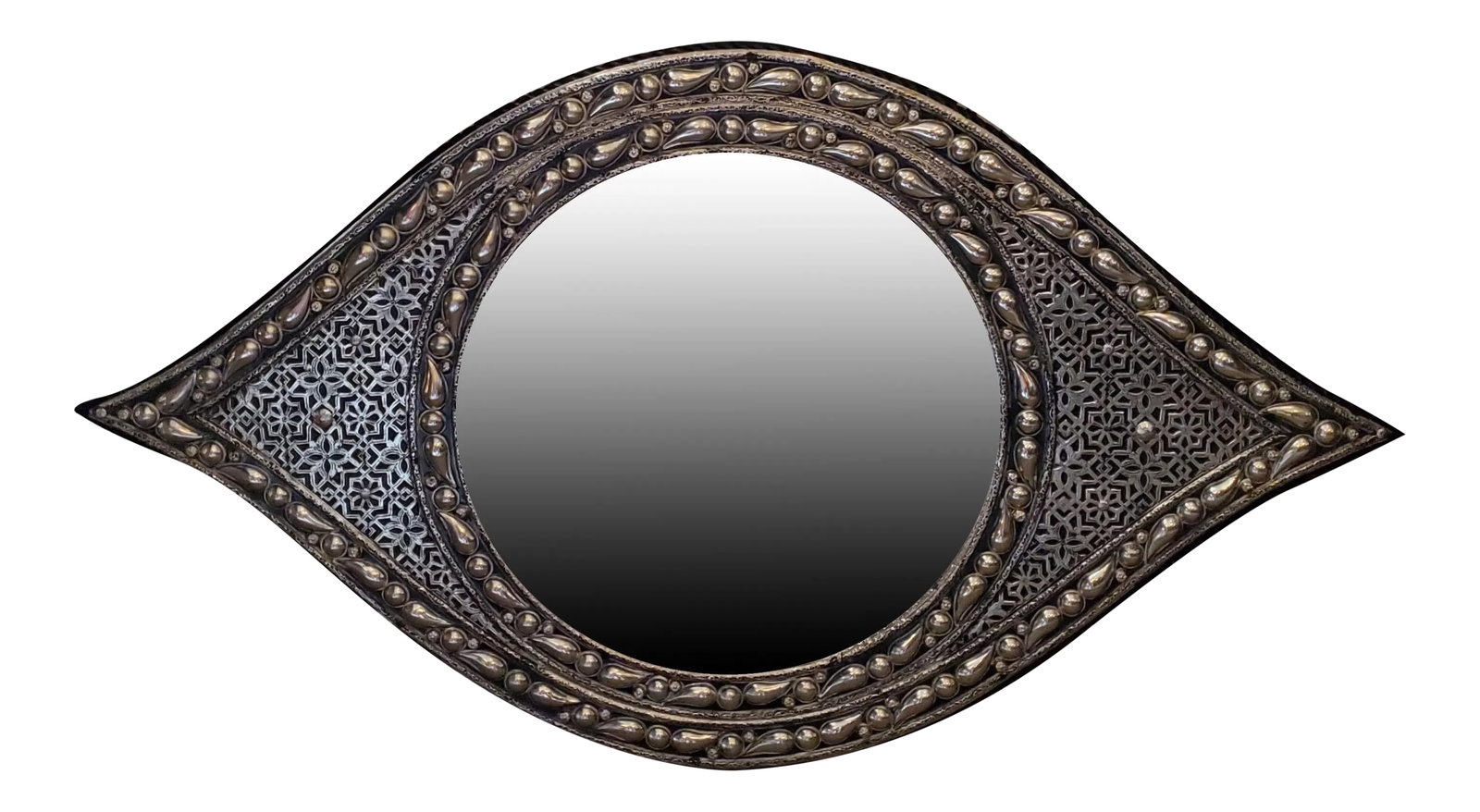 Moroccan Eye Shape Metal Inlaid Mirror (1 of 8)