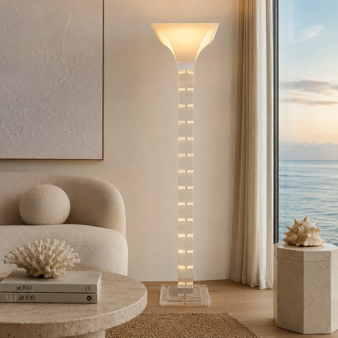 Post-Modern Frosted Lucite Floor Lamp - 9