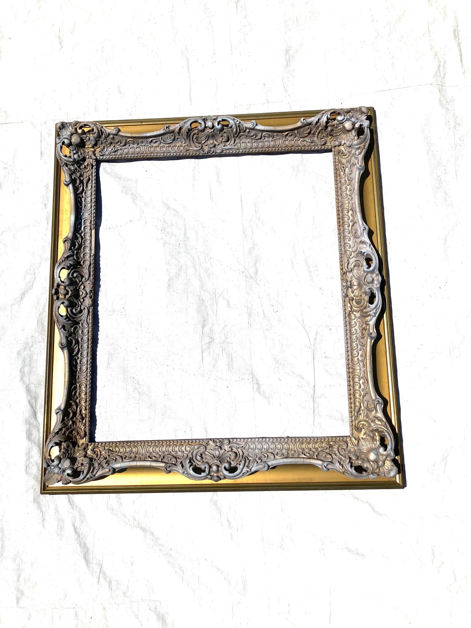 C.1910 Antique Decor Painted Picture or Mirror Frame - 4
