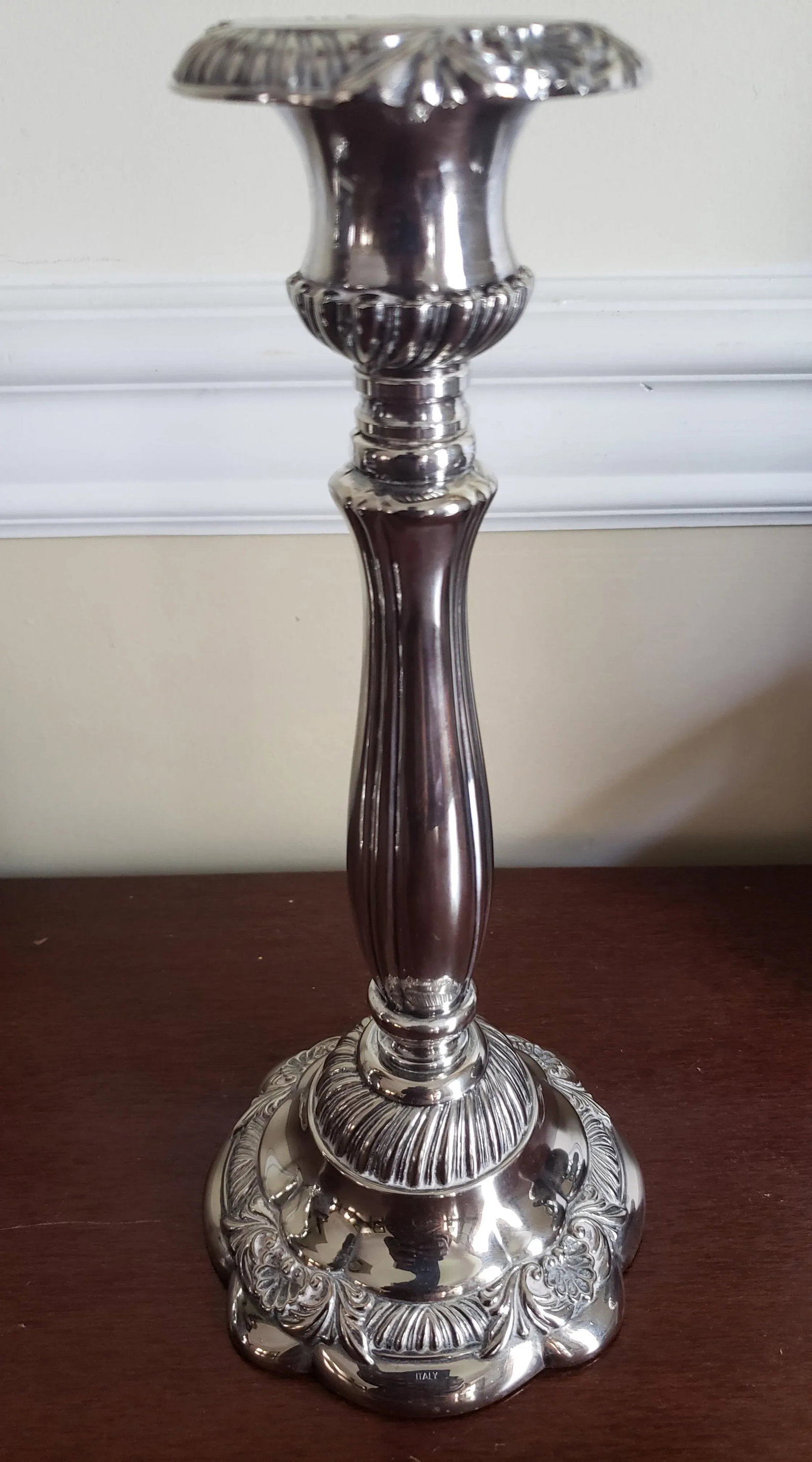 1960s Vintage Neiman Marcus Italian Silver-Tone Metal Candle Holders- a Pair - 2