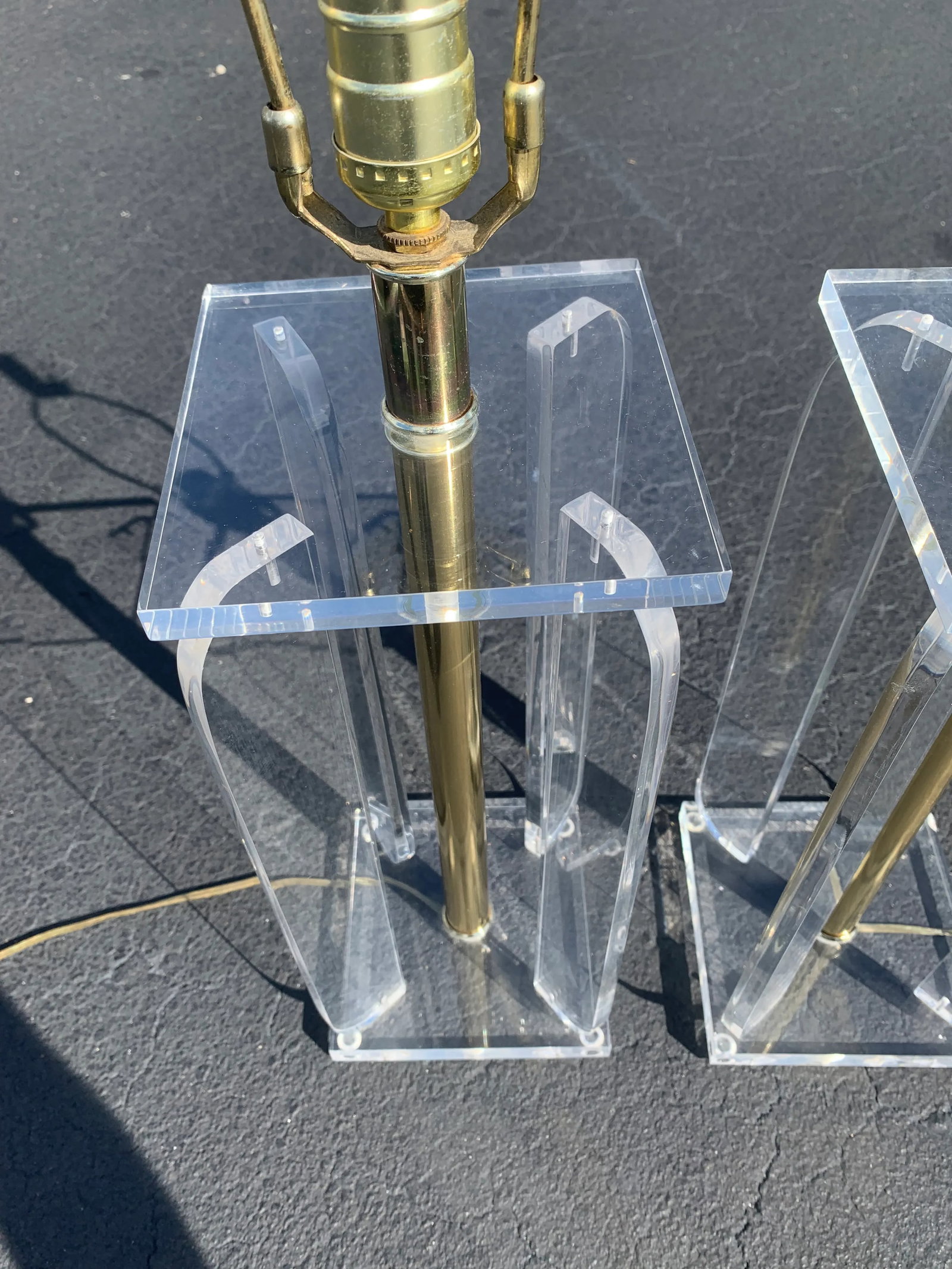 Vintage Lucite and Brass Table Lamps - a Pair - 10