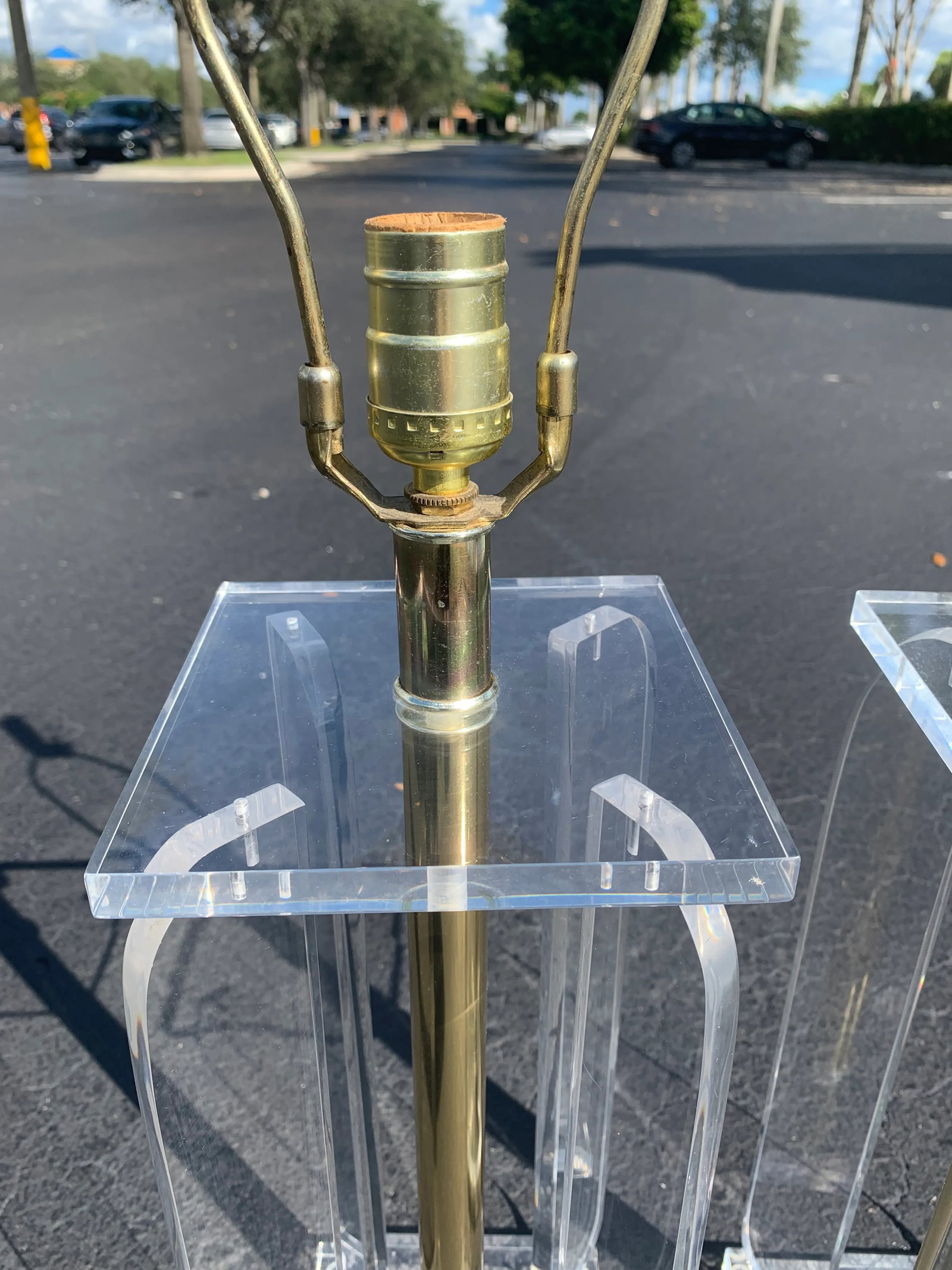 Vintage Lucite and Brass Table Lamps - a Pair - 11