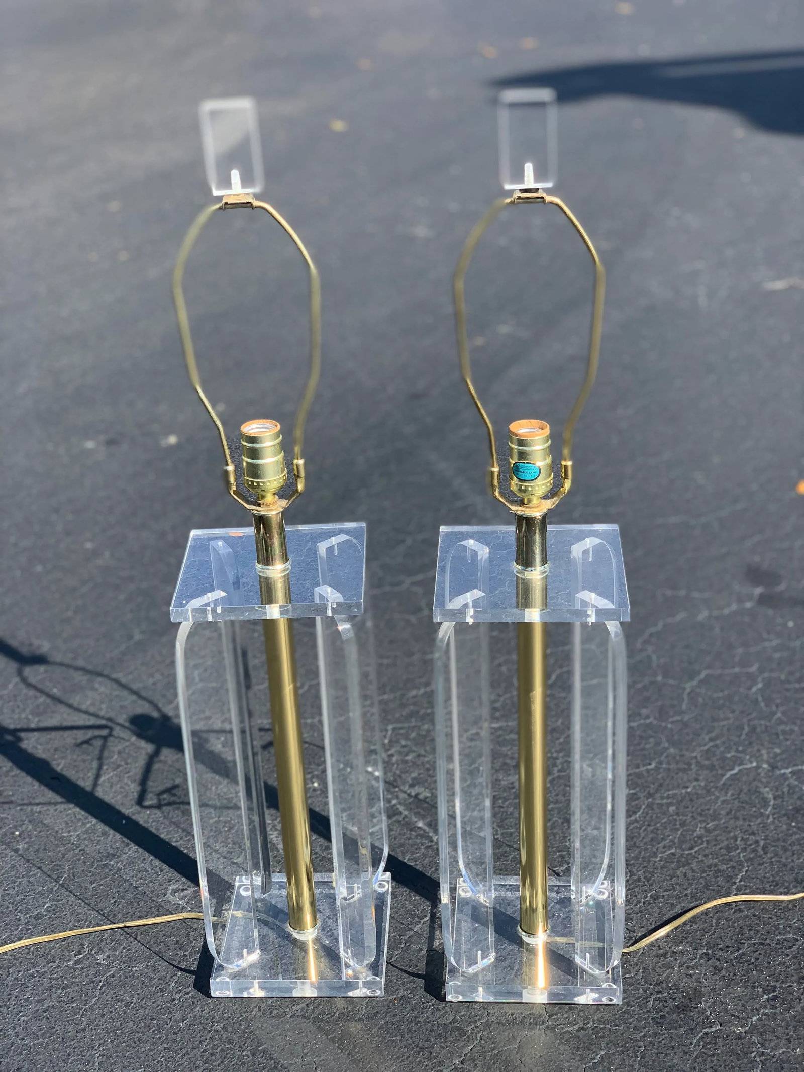 Vintage Lucite and Brass Table Lamps - a Pair - 13