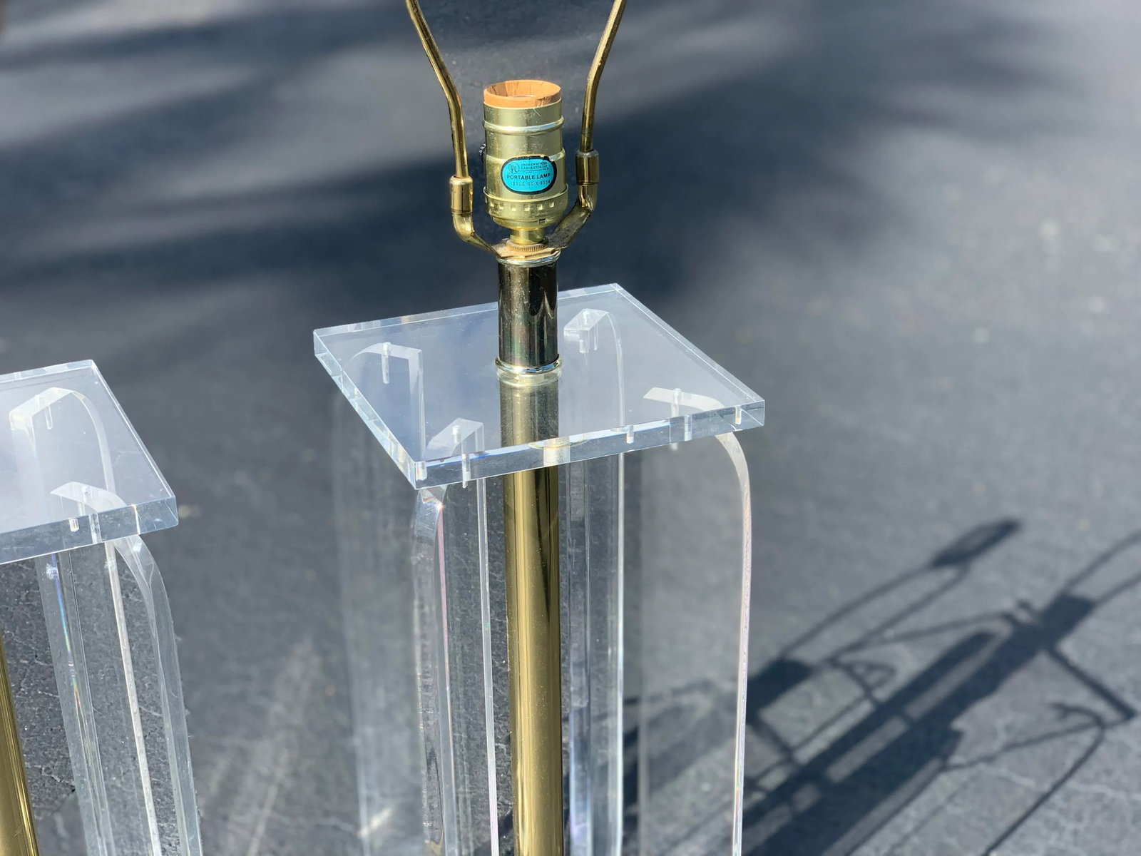 Vintage Lucite and Brass Table Lamps - a Pair - 8