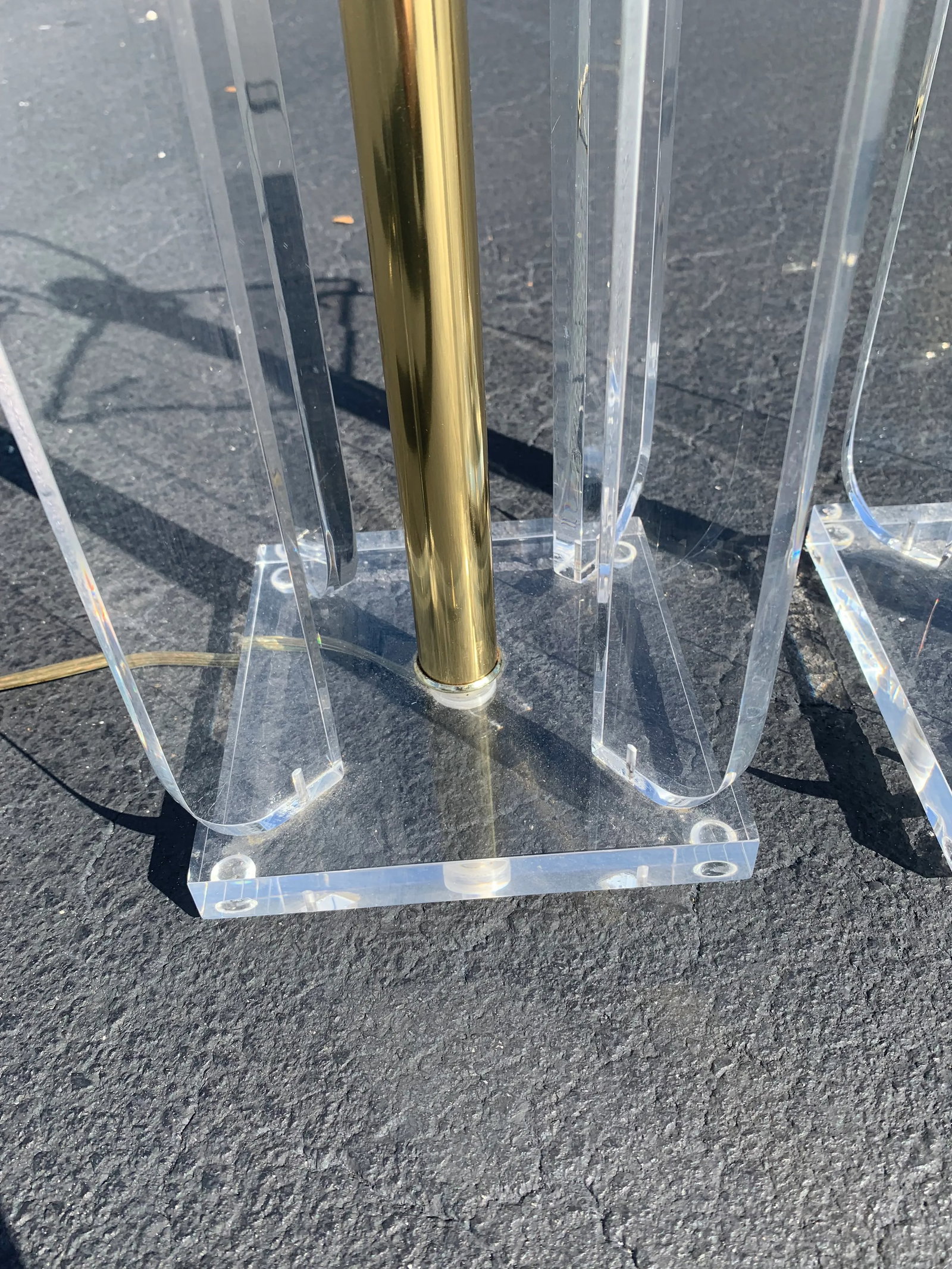 Vintage Lucite and Brass Table Lamps - a Pair - 9