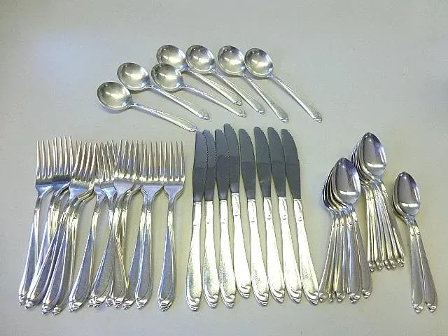 Mid-Century Modern Oneida Skyward Silverplate Flatware Set- 45 Pieces - 5