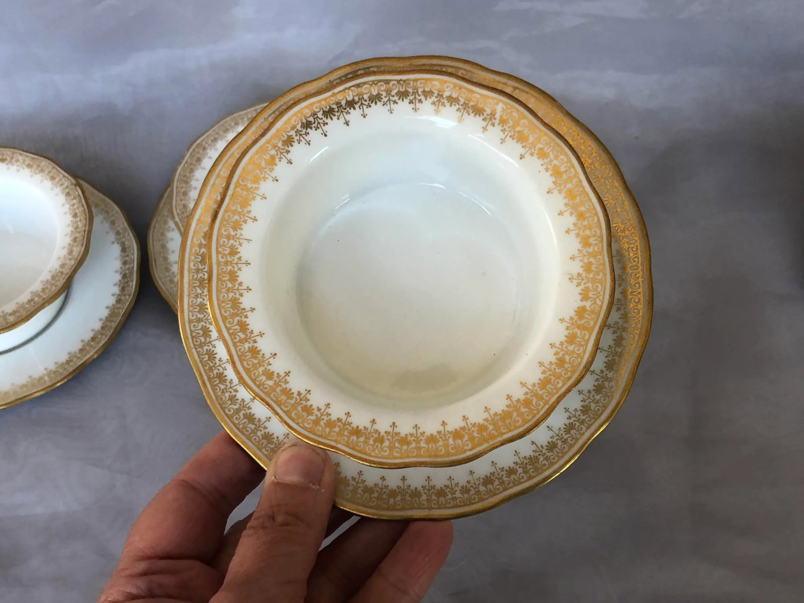 Antique Limoges Porcelain Ramekins & Saucers Set- 8 Pieces - 12