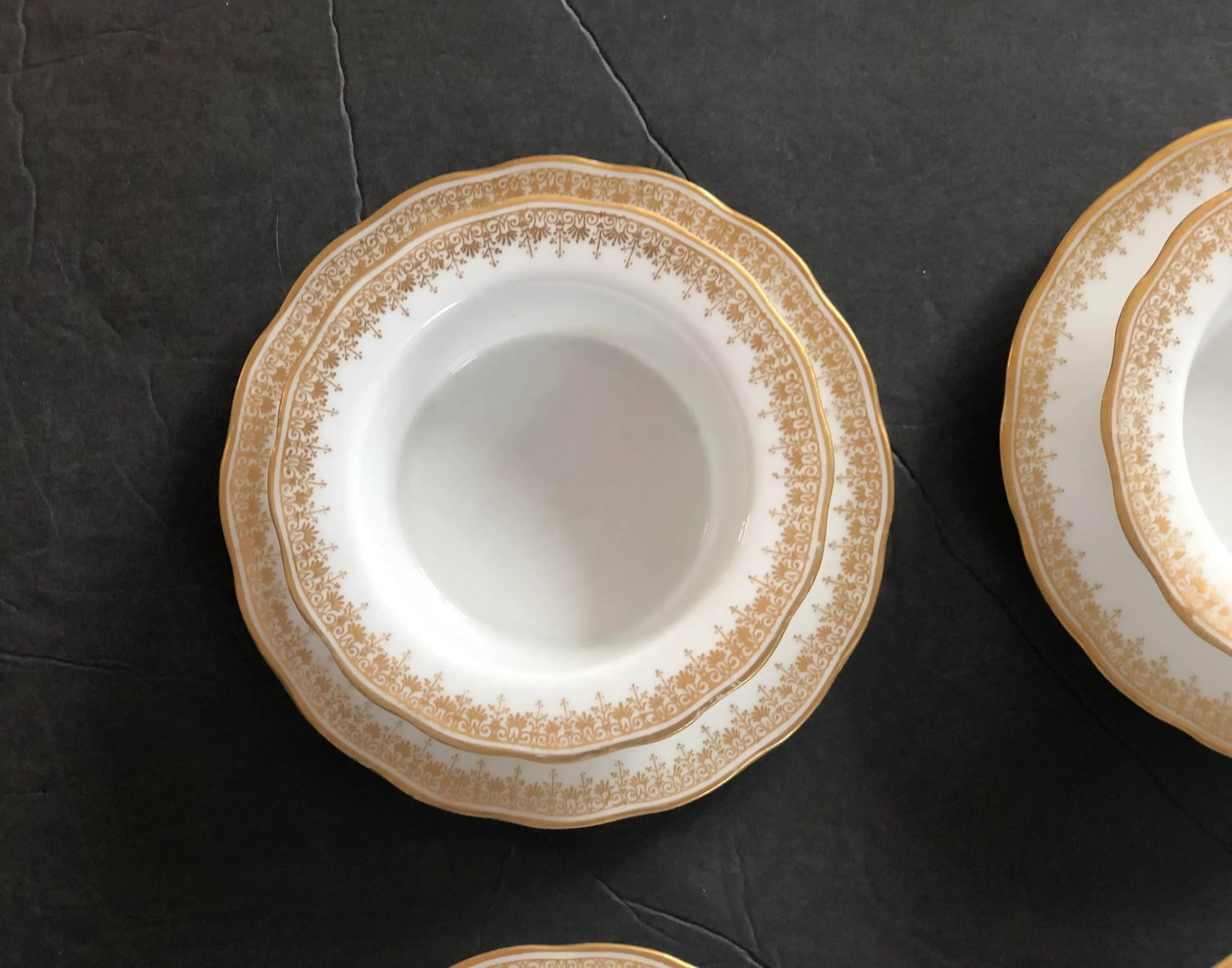 Antique Limoges Porcelain Ramekins & Saucers Set- 8 Pieces - 2