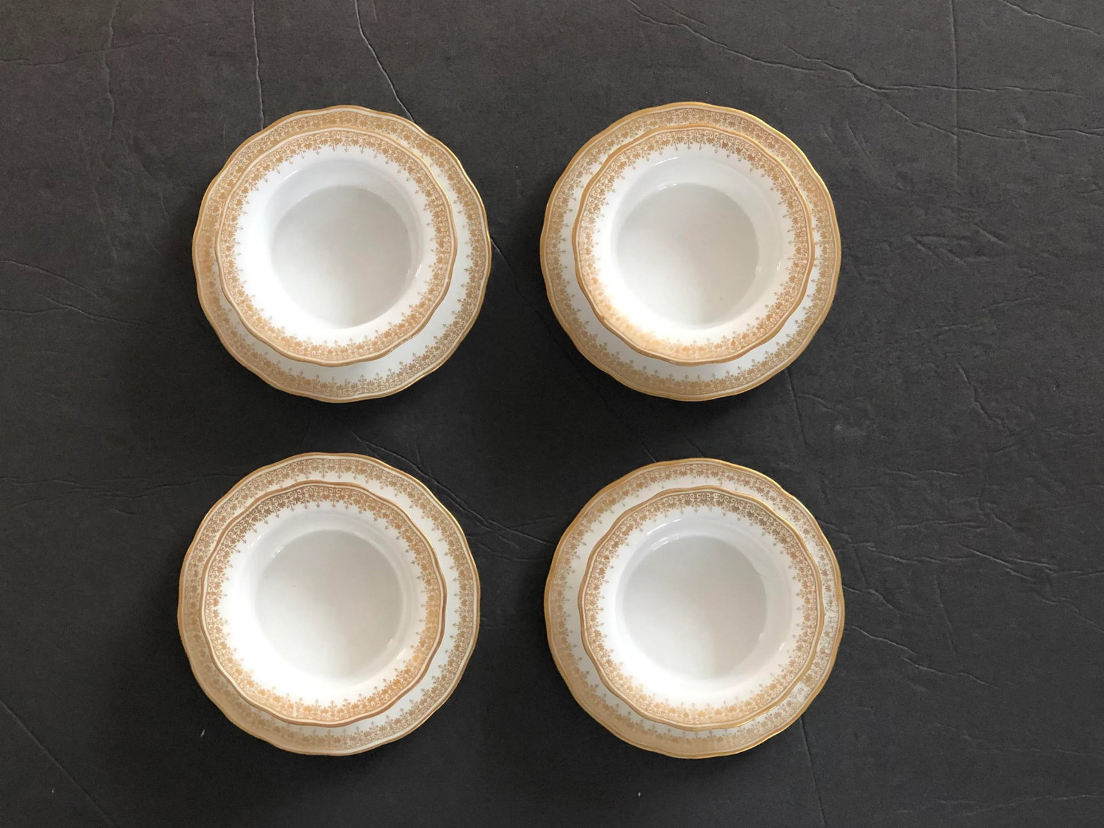 Antique Limoges Porcelain Ramekins & Saucers Set- 8 Pieces - 6