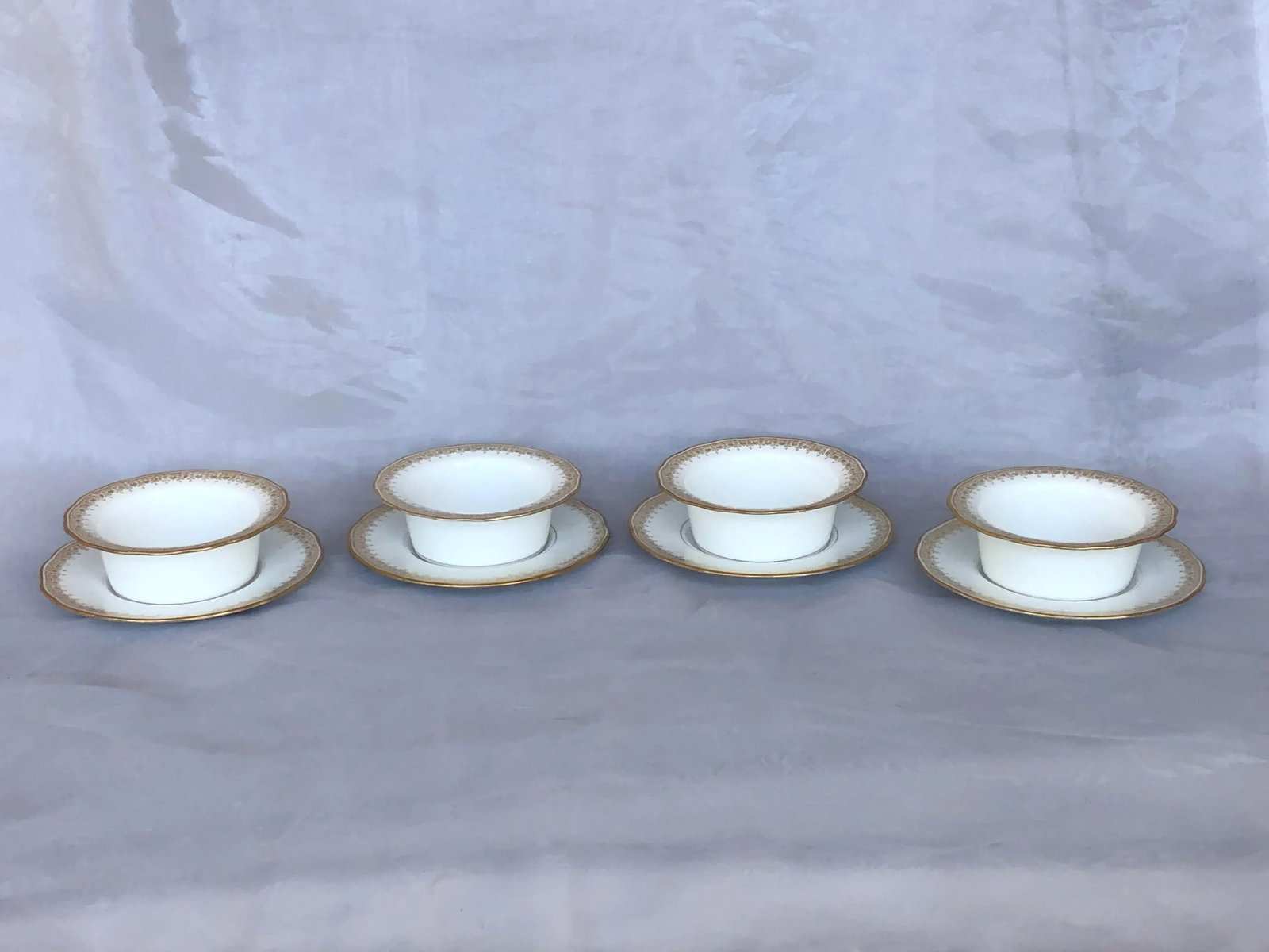 Antique Limoges Porcelain Ramekins & Saucers Set- 8 Pieces - 7