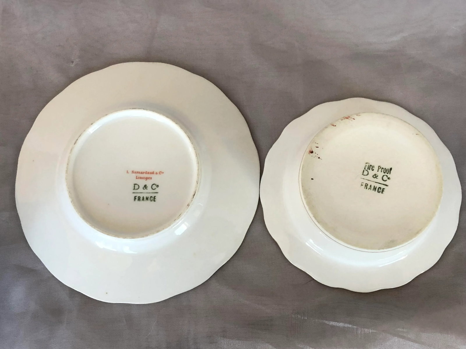 Antique Limoges Porcelain Ramekins & Saucers Set- 8 Pieces - 9