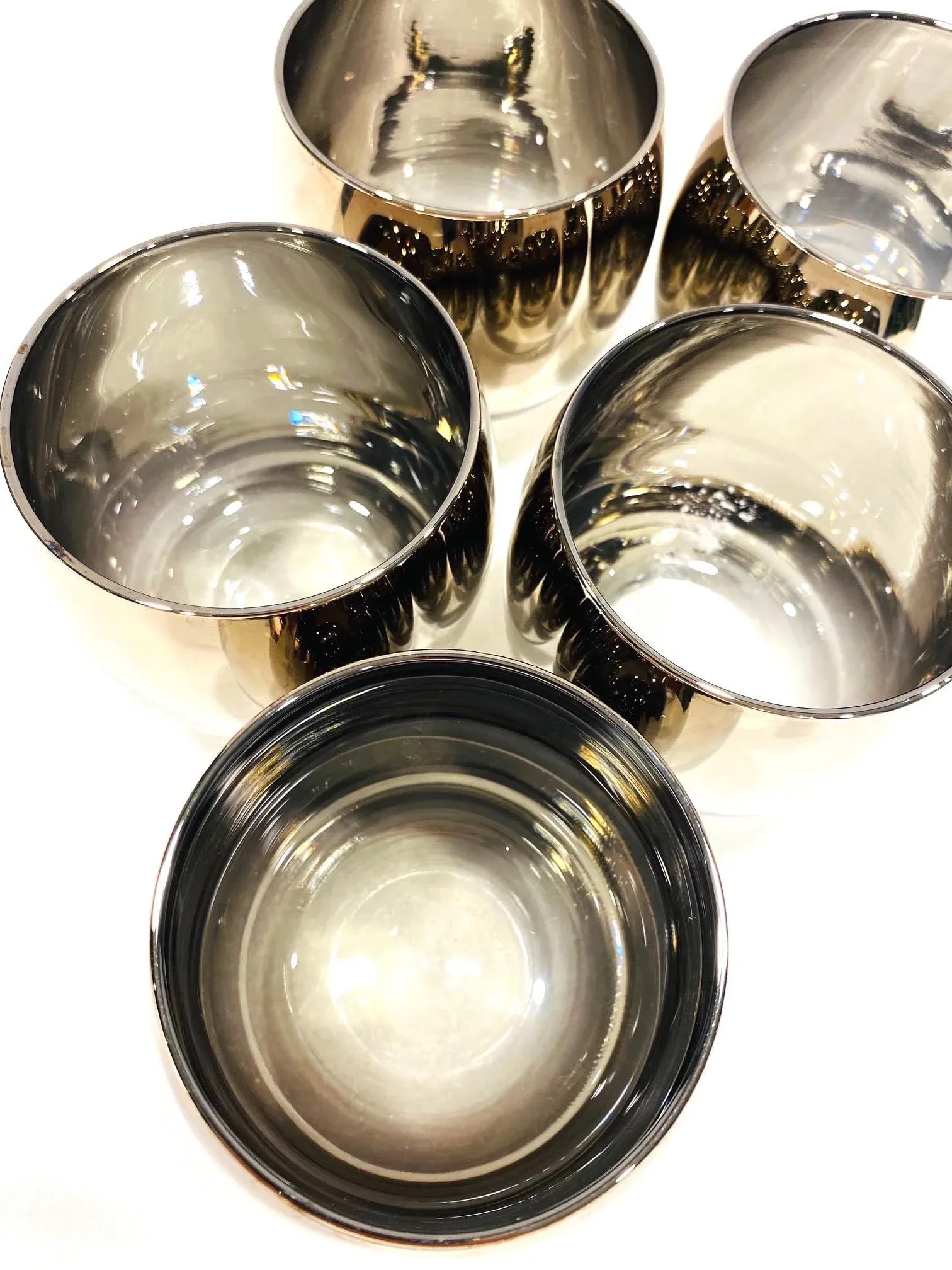 C. 1960s Vintage Round Barware Whiskey Glasses With Silver Overlay- Set of 5 - 11