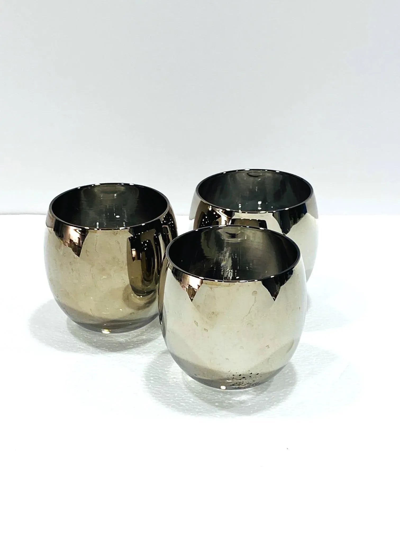 C. 1960s Vintage Round Barware Whiskey Glasses With Silver Overlay- Set of 5 - 9