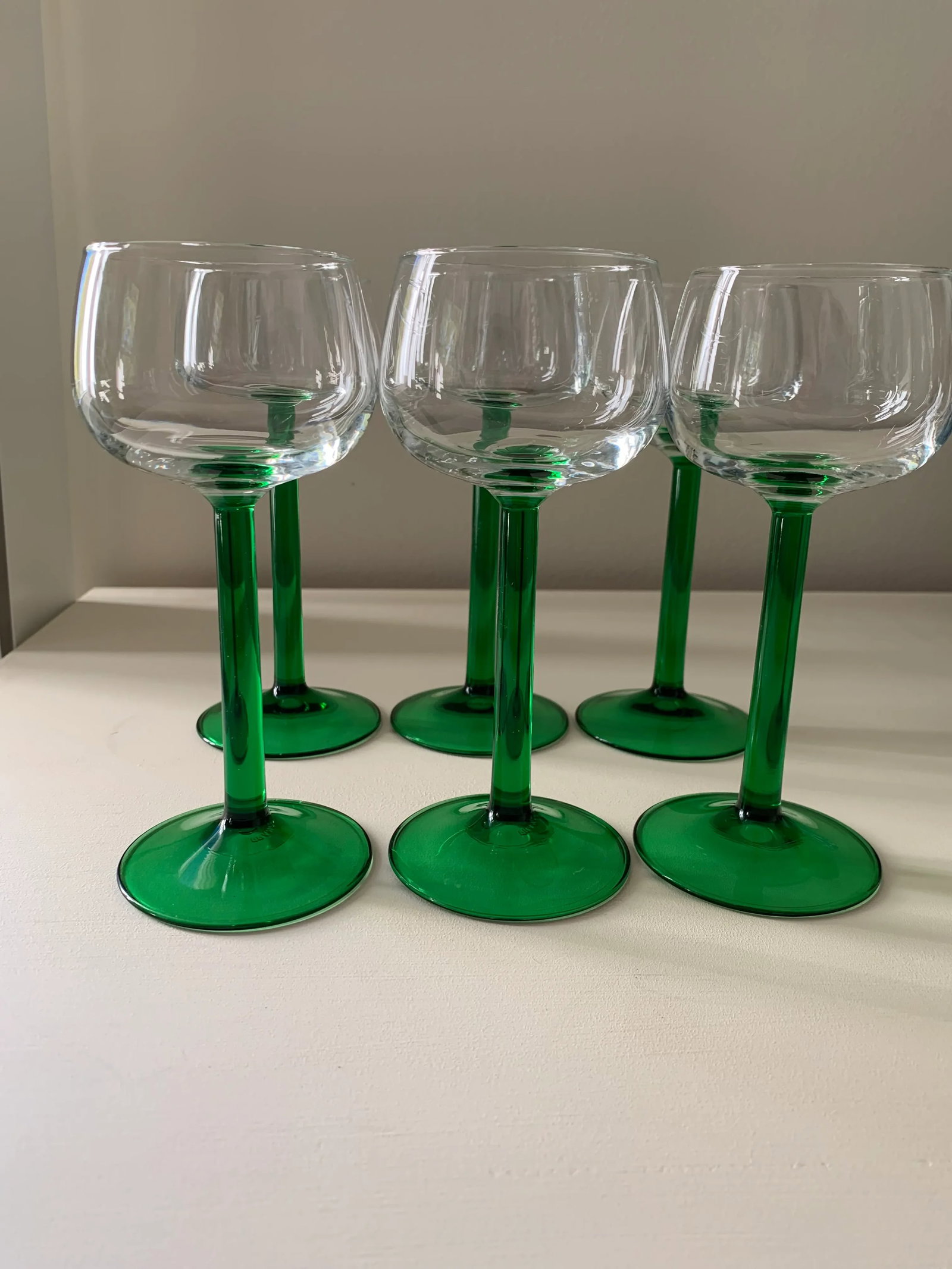 1970s Green French Luminarc Cordial Glassware- Set of 6 - 2