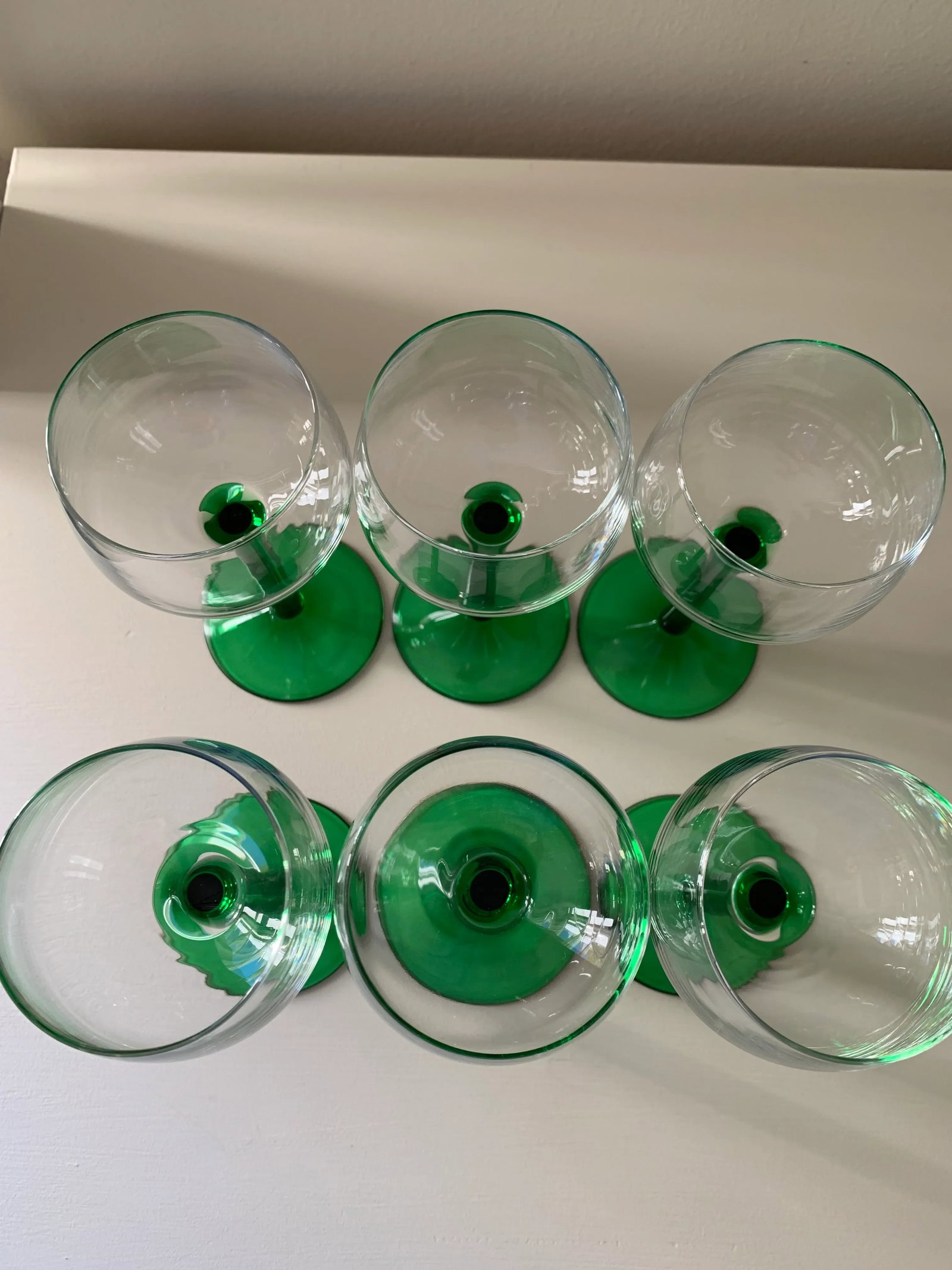 1970s Green French Luminarc Cordial Glassware- Set of 6 - 5