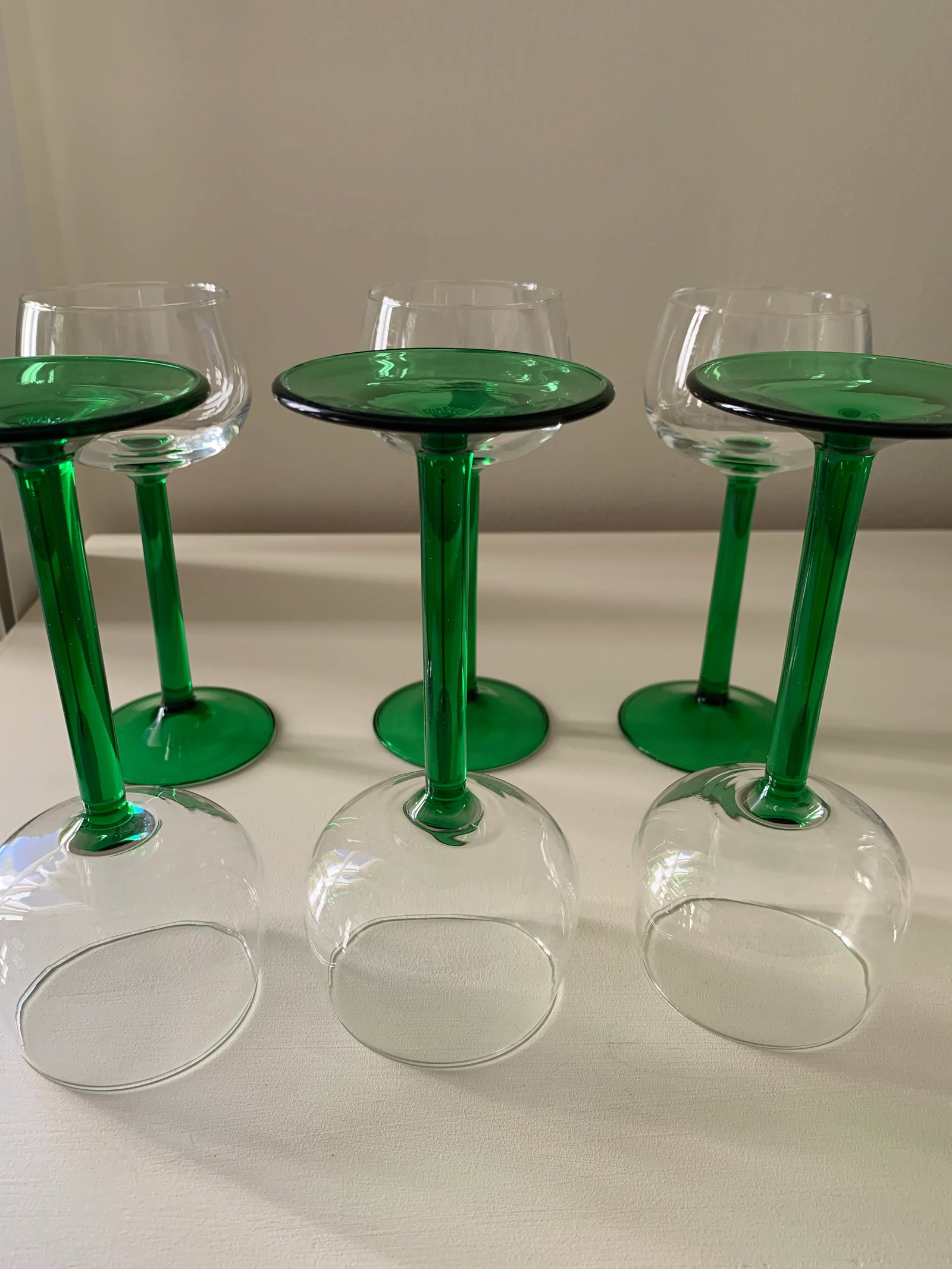 1970s Green French Luminarc Cordial Glassware- Set of 6 - 6