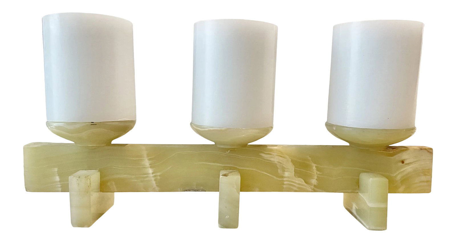 Onyx Candle Holder: Decorative Onyx Candle Holder. Great for the center of a dining table or entry way table. Condition: Alterations: Original Condition Unaltered Imperfections: Some Imperfections Condition Notes: very g