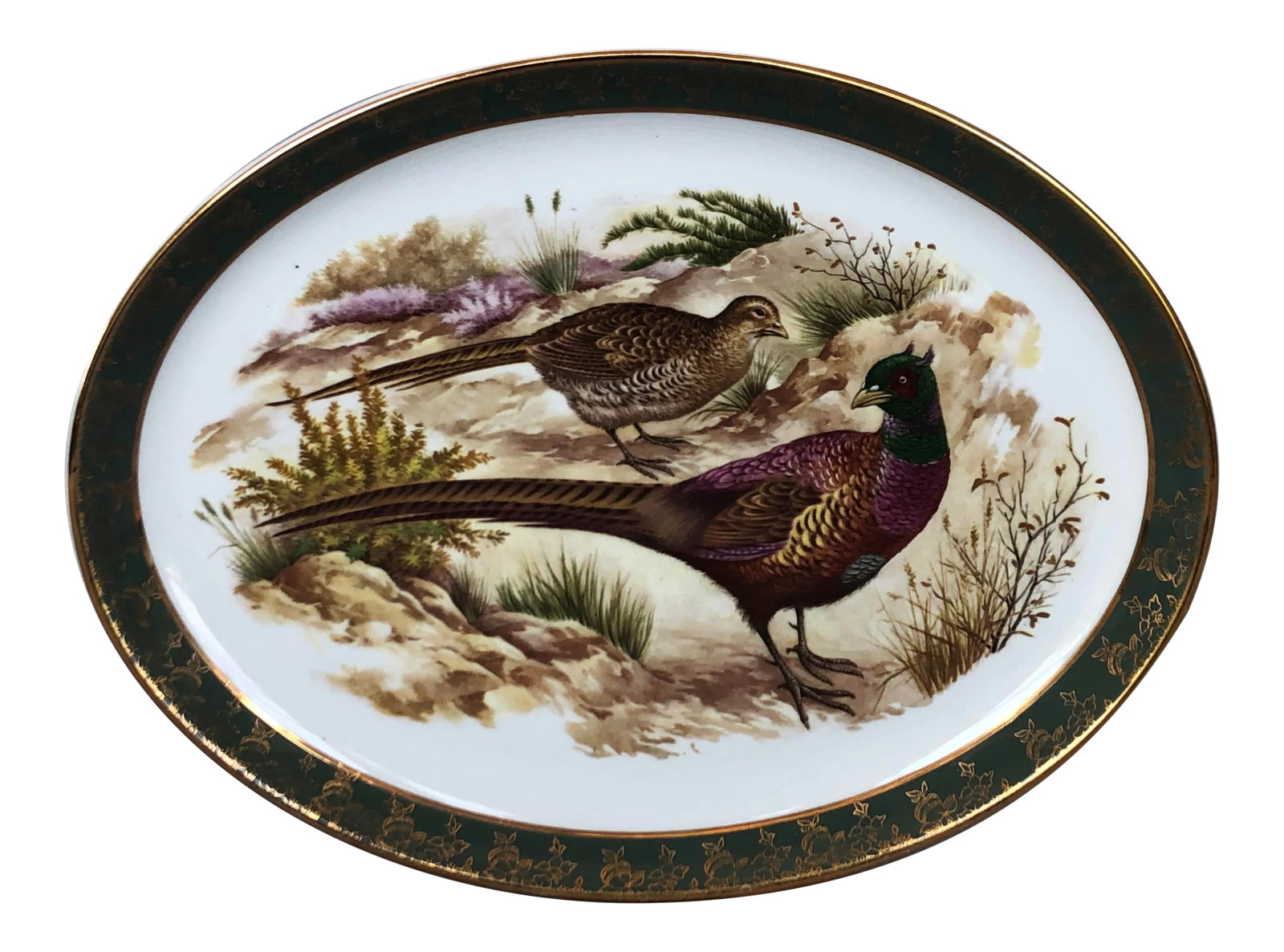Brooks Brothers Decorative Pheasant Game Bird Serving Platter: Made in England for Brooks Brothers, this vintage ceramic serving platter would make an elegant decor accent in a country house or rustic cabin either hung on the wall or displayed on a table or