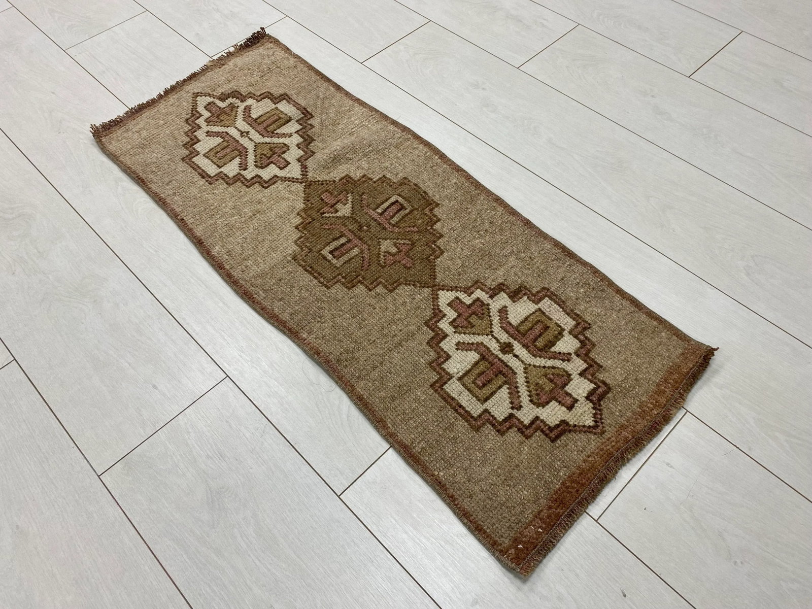 1960s Vintage Camel Color Boho Style Rug - 2