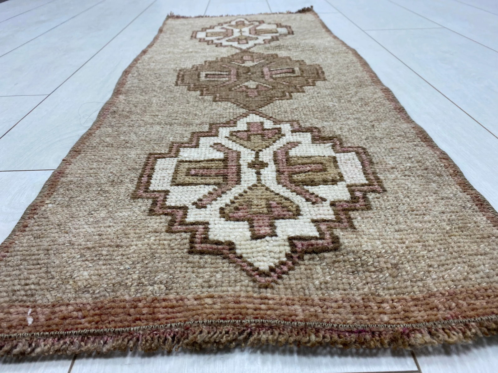 1960s Vintage Camel Color Boho Style Rug - 3