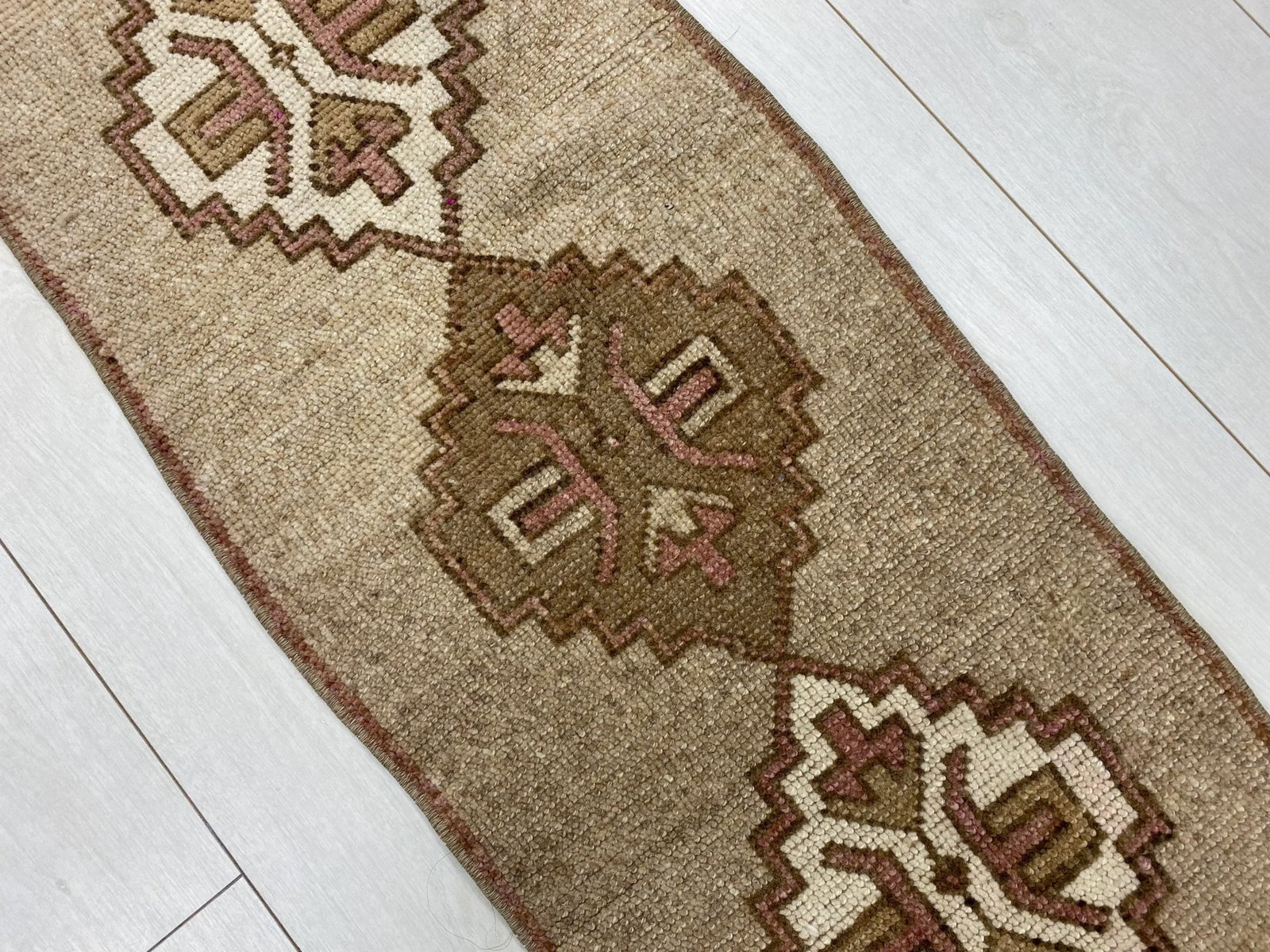 1960s Vintage Camel Color Boho Style Rug - 5