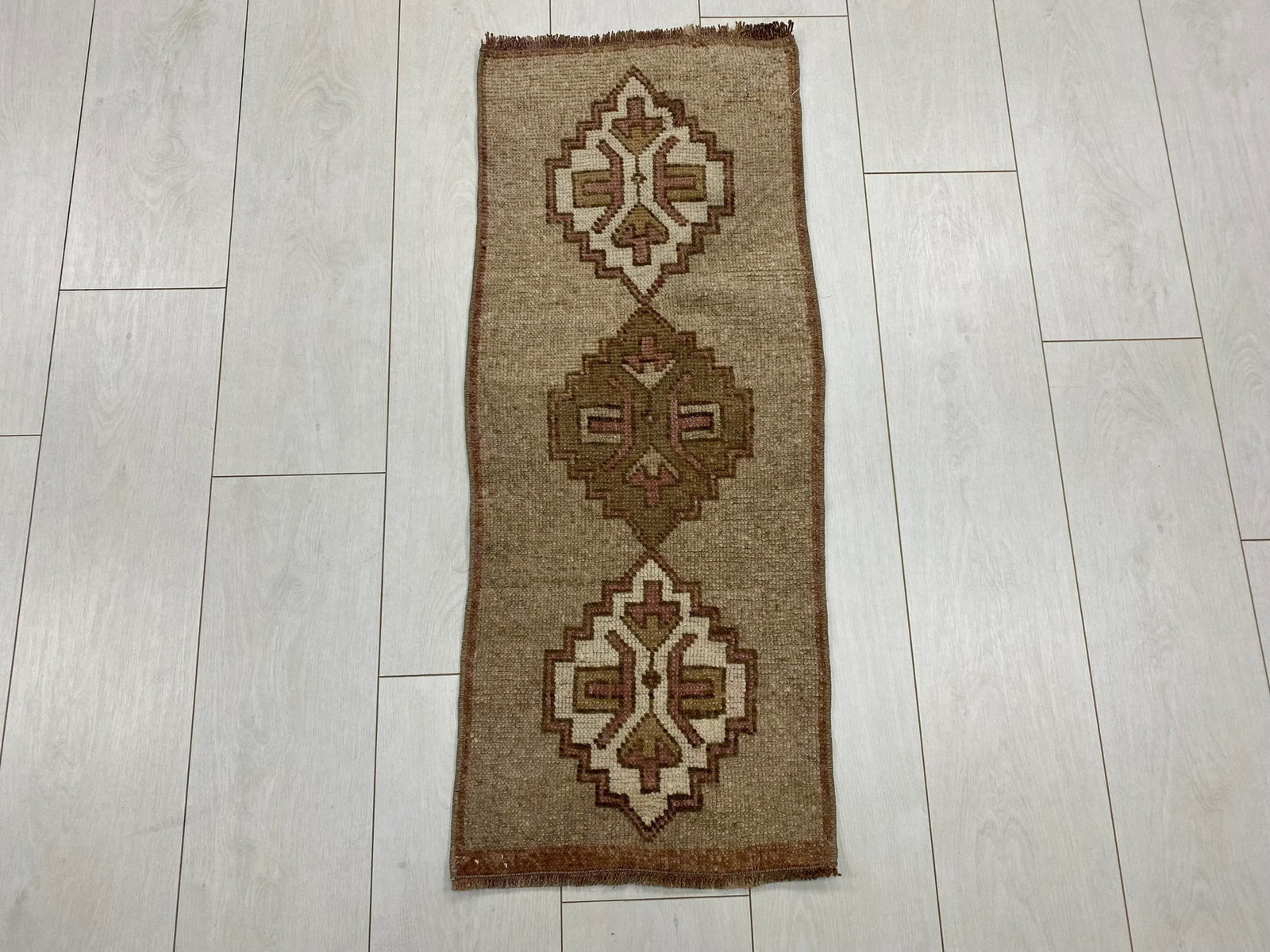 1960s Vintage Camel Color Boho Style Rug - 6