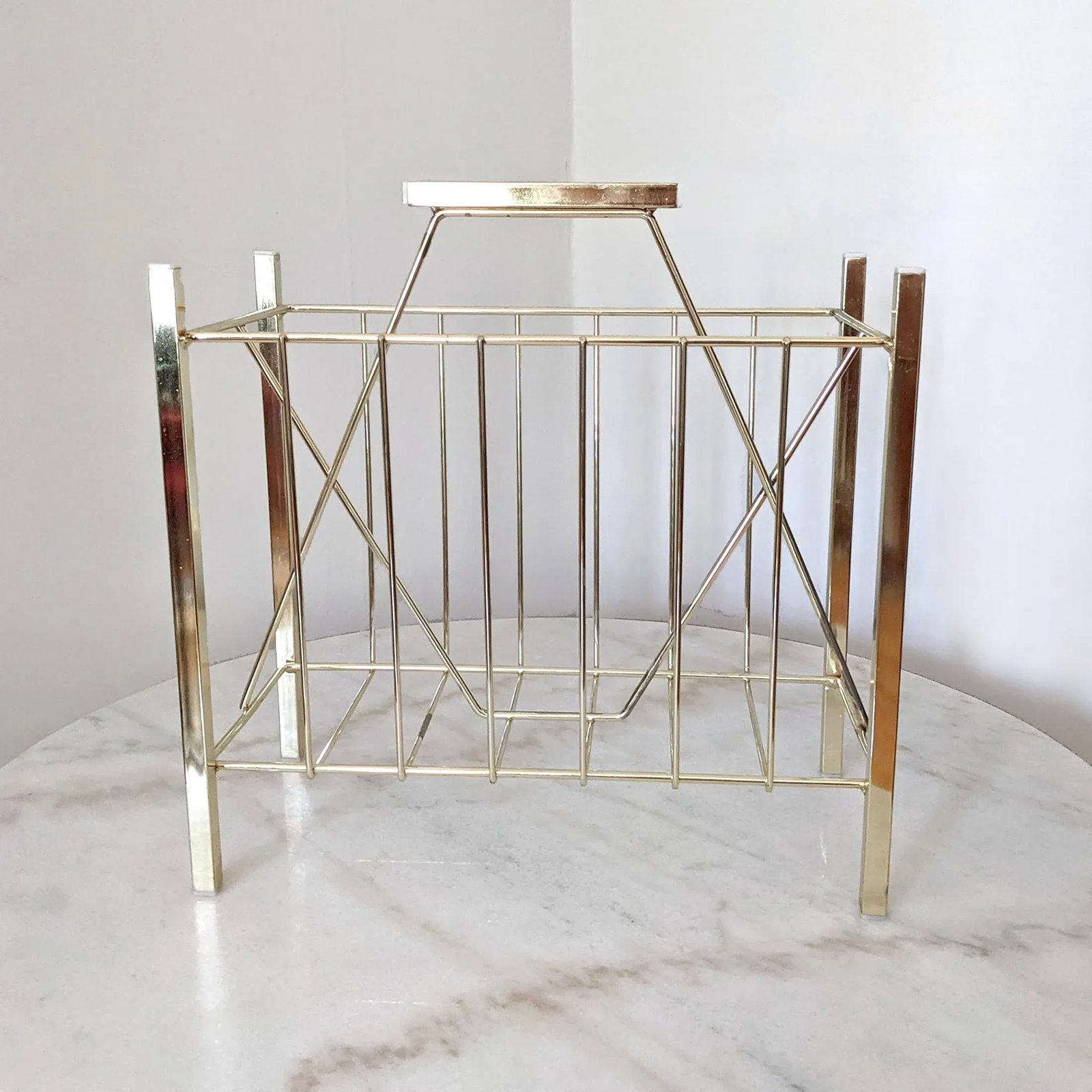 Vintage Large Mid Cenury Modern Standing Magazine Rack - 2