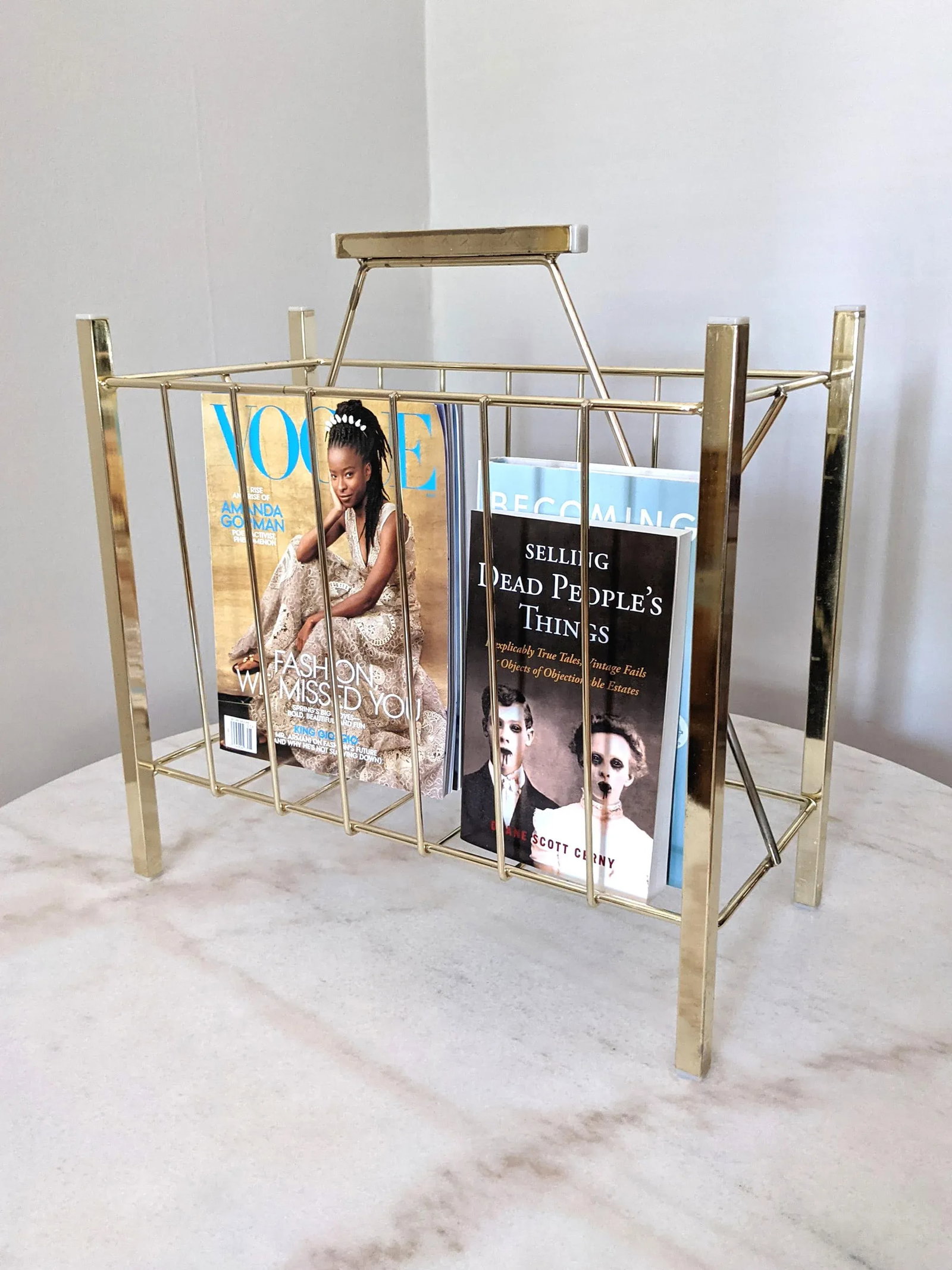Vintage Large Mid Cenury Modern Standing Magazine Rack - 3