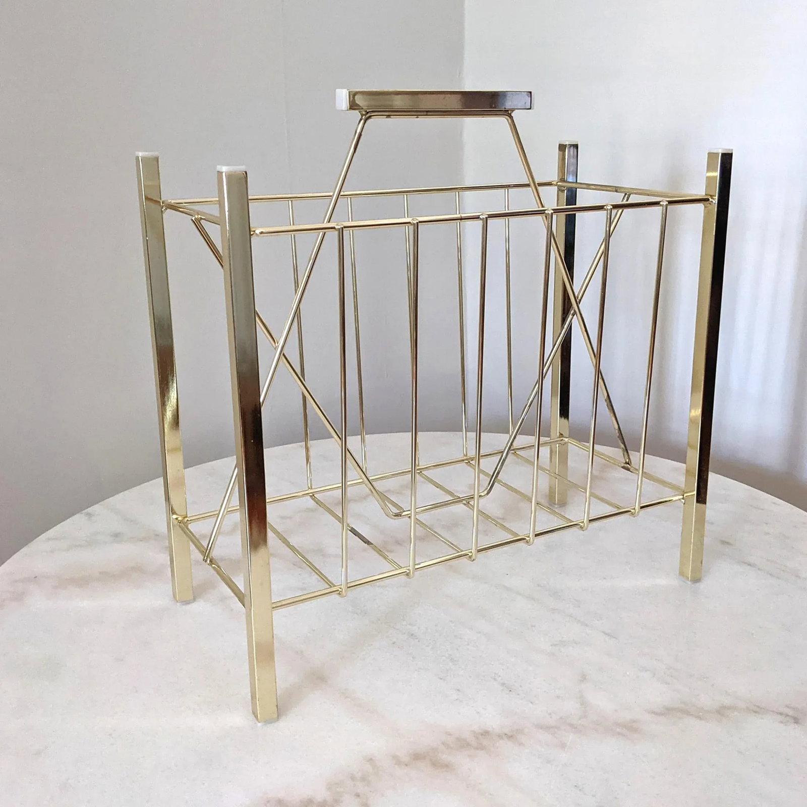 Vintage Large Mid Cenury Modern Standing Magazine Rack - 6