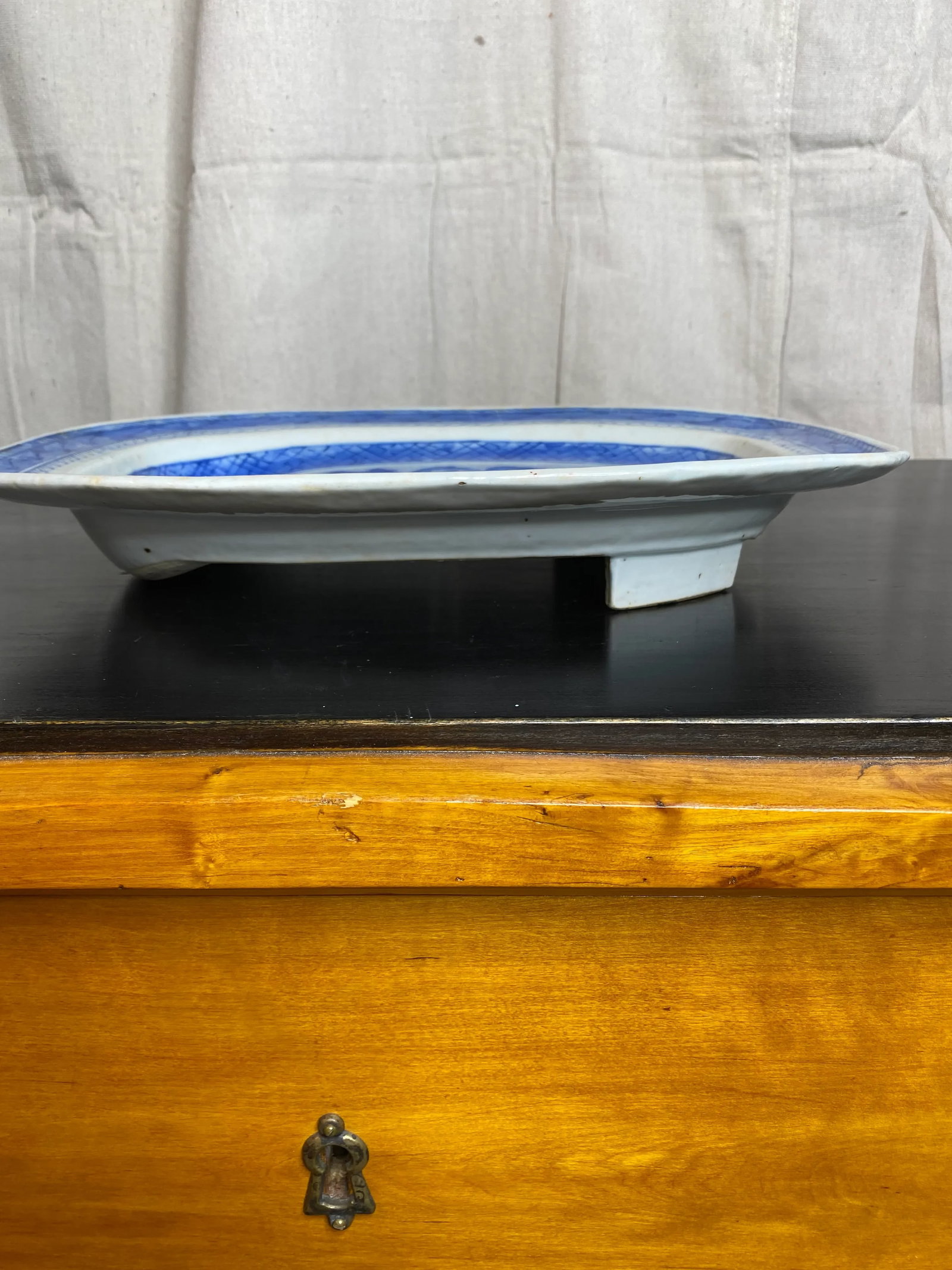 Antique Chinese Export Blue Canton Platter - 6