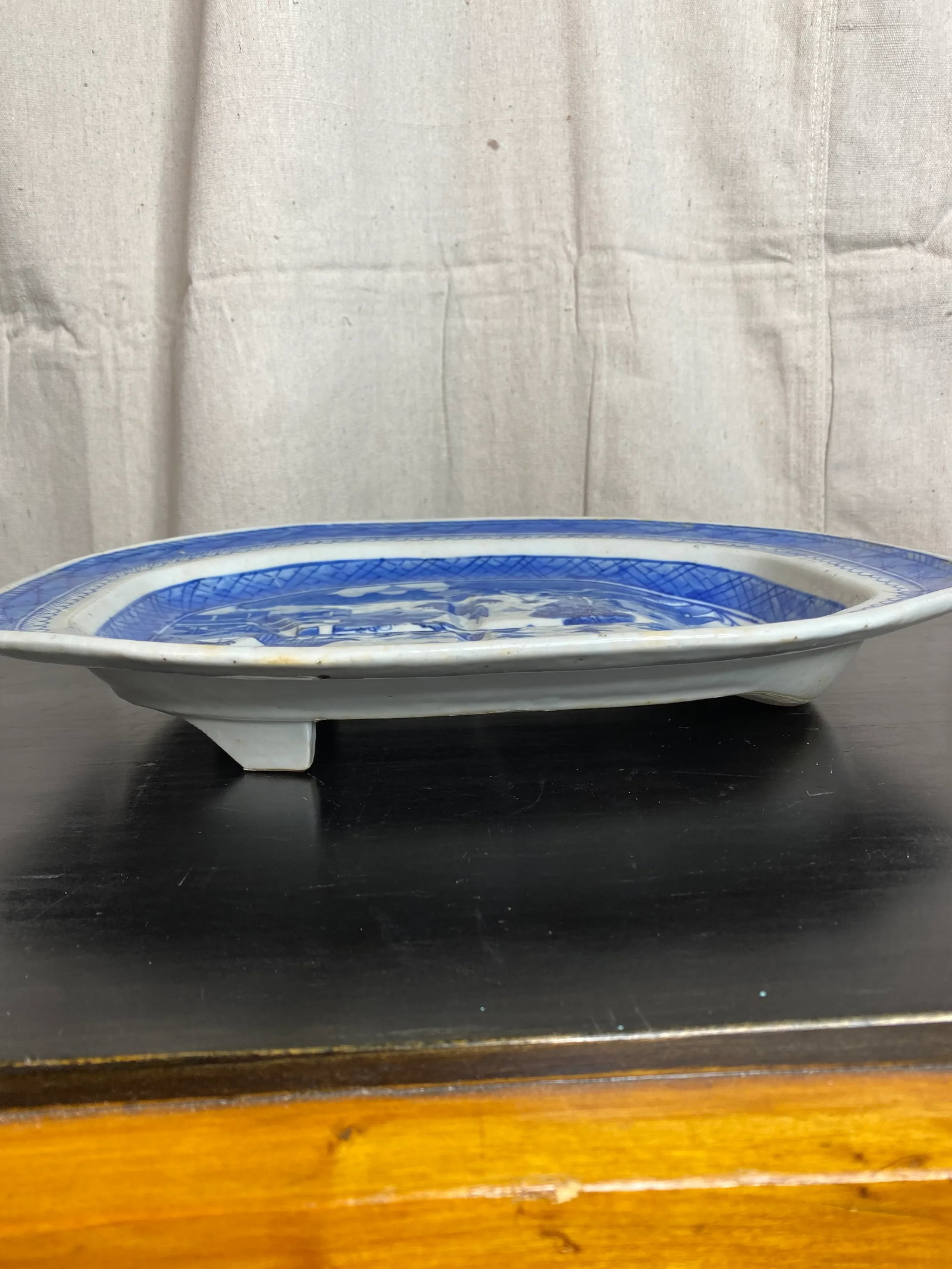 Antique Chinese Export Blue Canton Platter - 7