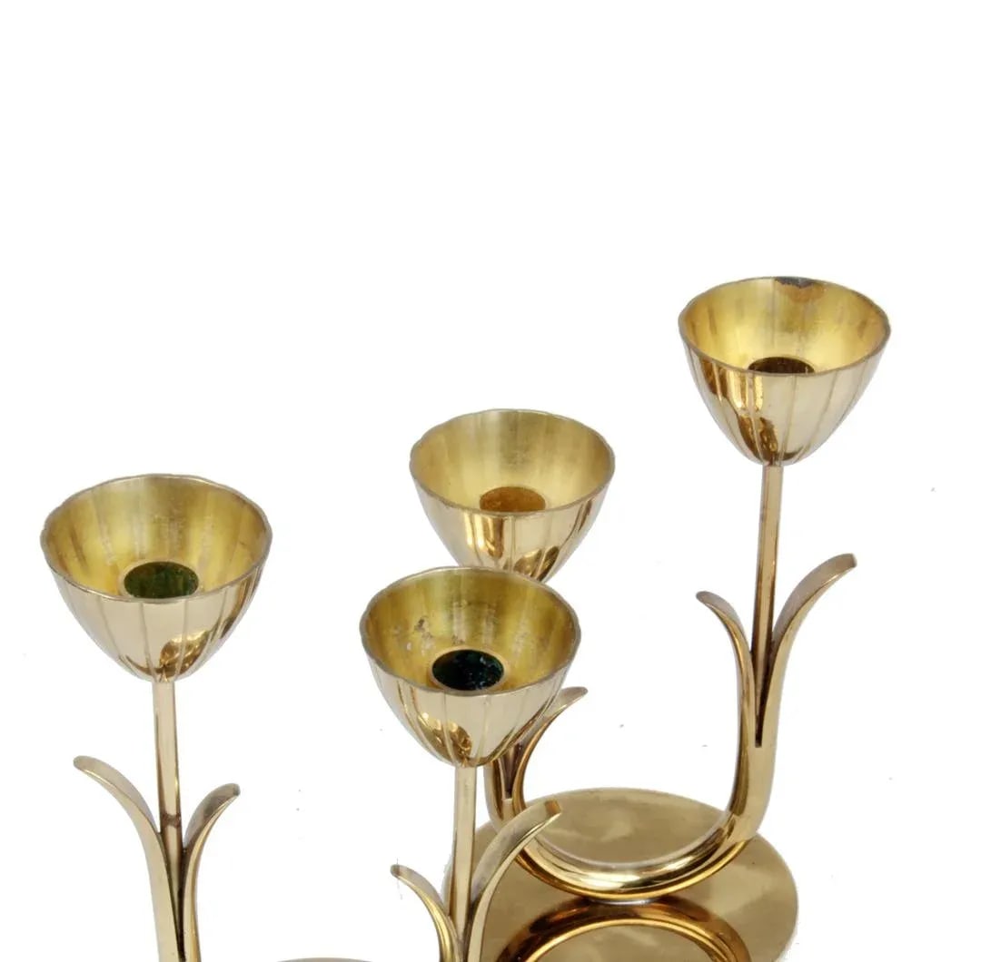 1950s Swedish Brass Ystad Metall Candlesticks - a Pair - 3