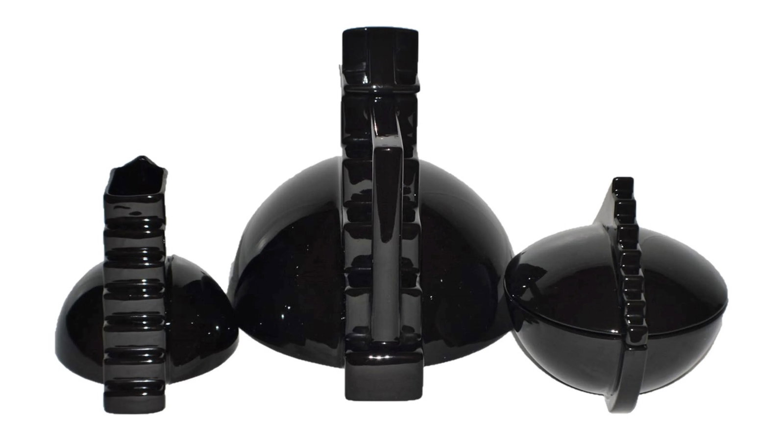Vintage Salins Studio France Pierre Casenove Black Tea Service Set- 3 Pieces - 3