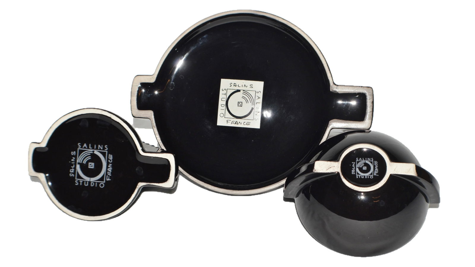 Vintage Salins Studio France Pierre Casenove Black Tea Service Set- 3 Pieces - 4
