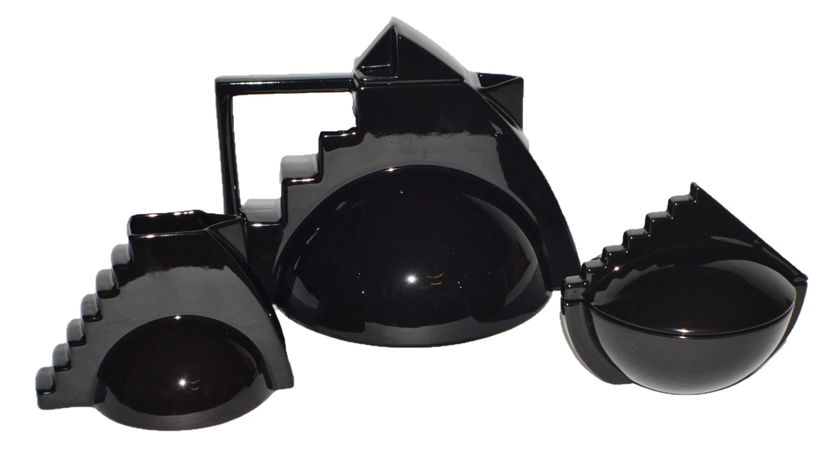 Vintage Salins Studio France Pierre Casenove Black Tea Service Set- 3 Pieces - 5