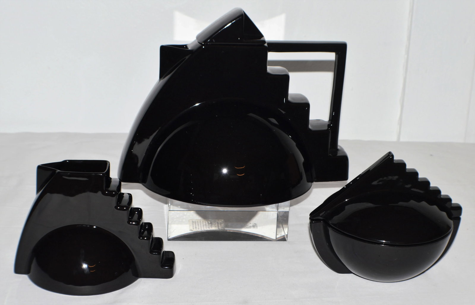 Vintage Salins Studio France Pierre Casenove Black Tea Service Set- 3 Pieces - 6