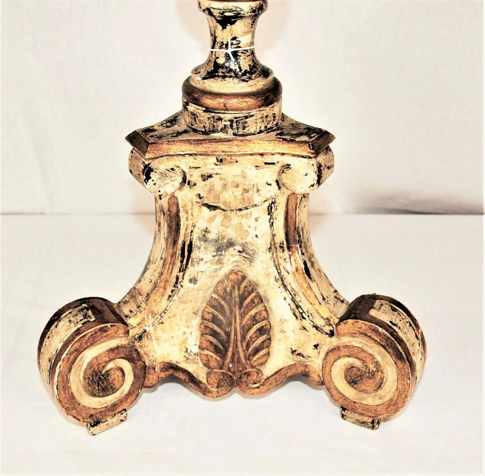 Vintage Tall Painted Candlesticks with Lamp Bases- a Pair - 2