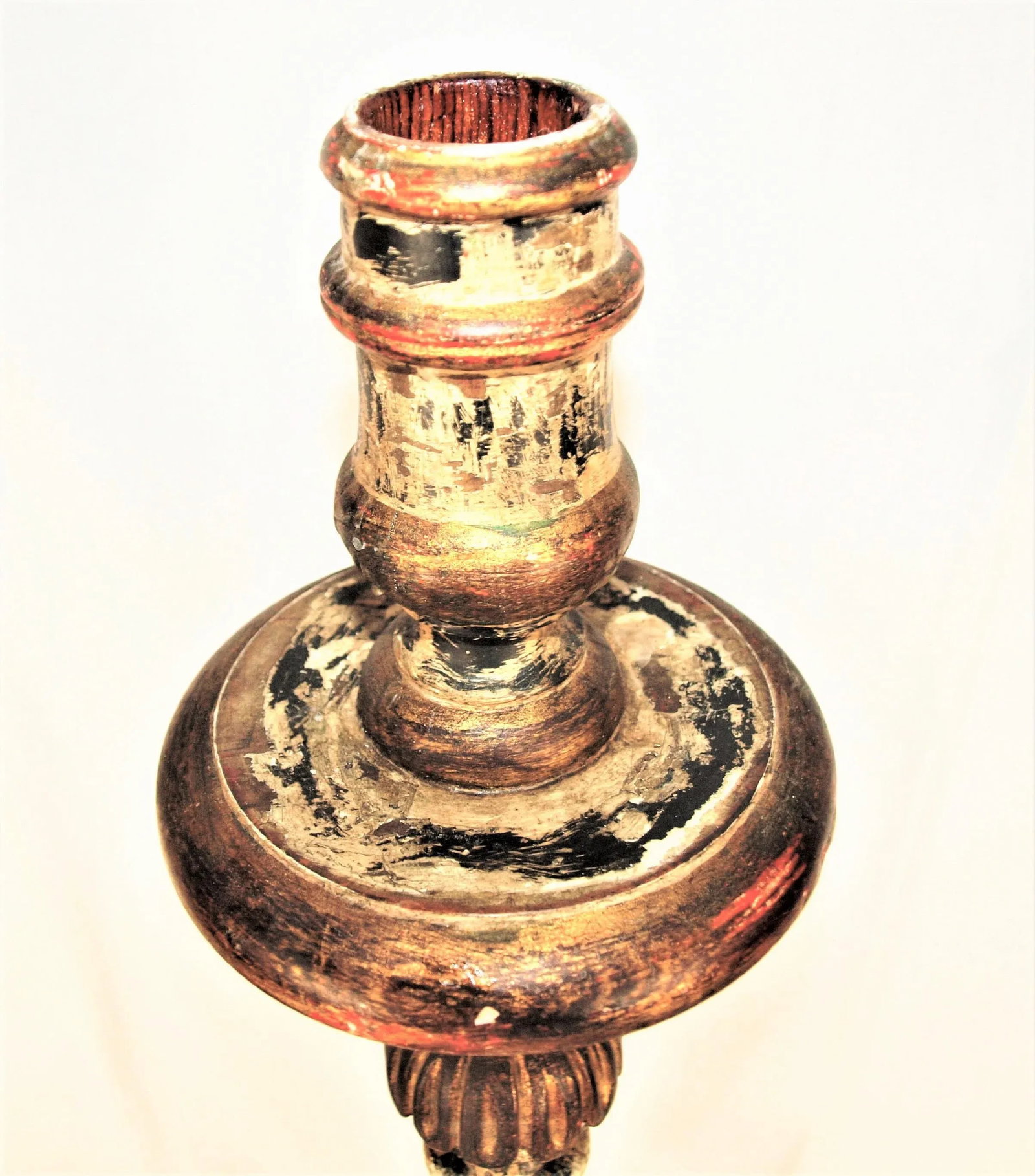 Vintage Tall Painted Candlesticks with Lamp Bases- a Pair - 5