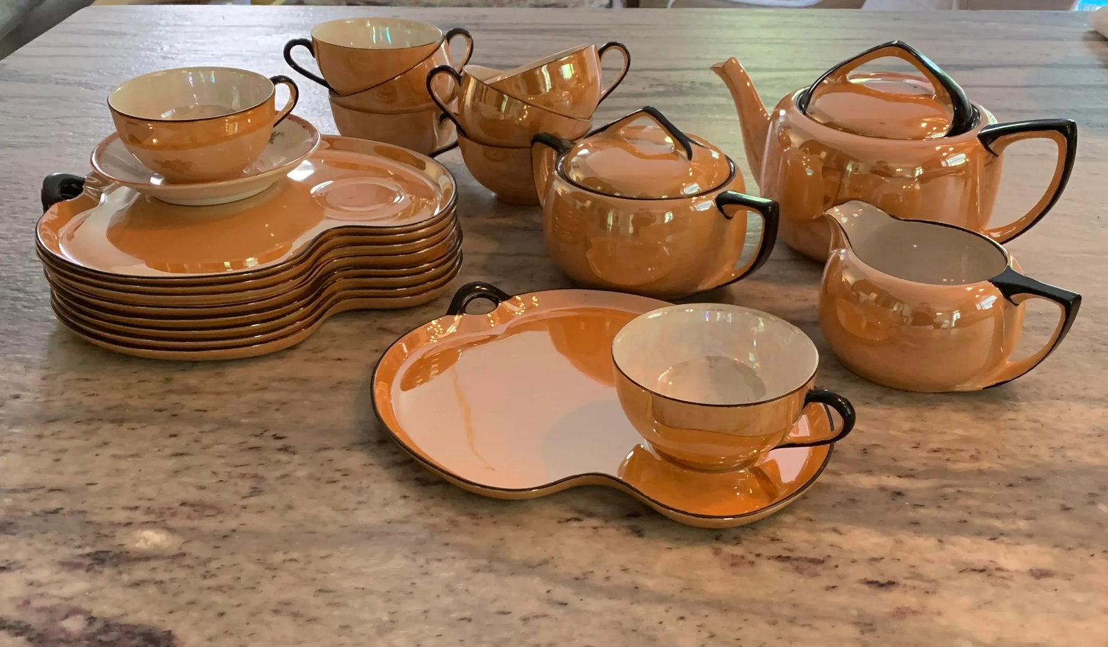 Vintage Noritake Hand-Painted Lustreware Tea Set for 8- 22 Pieces - 13